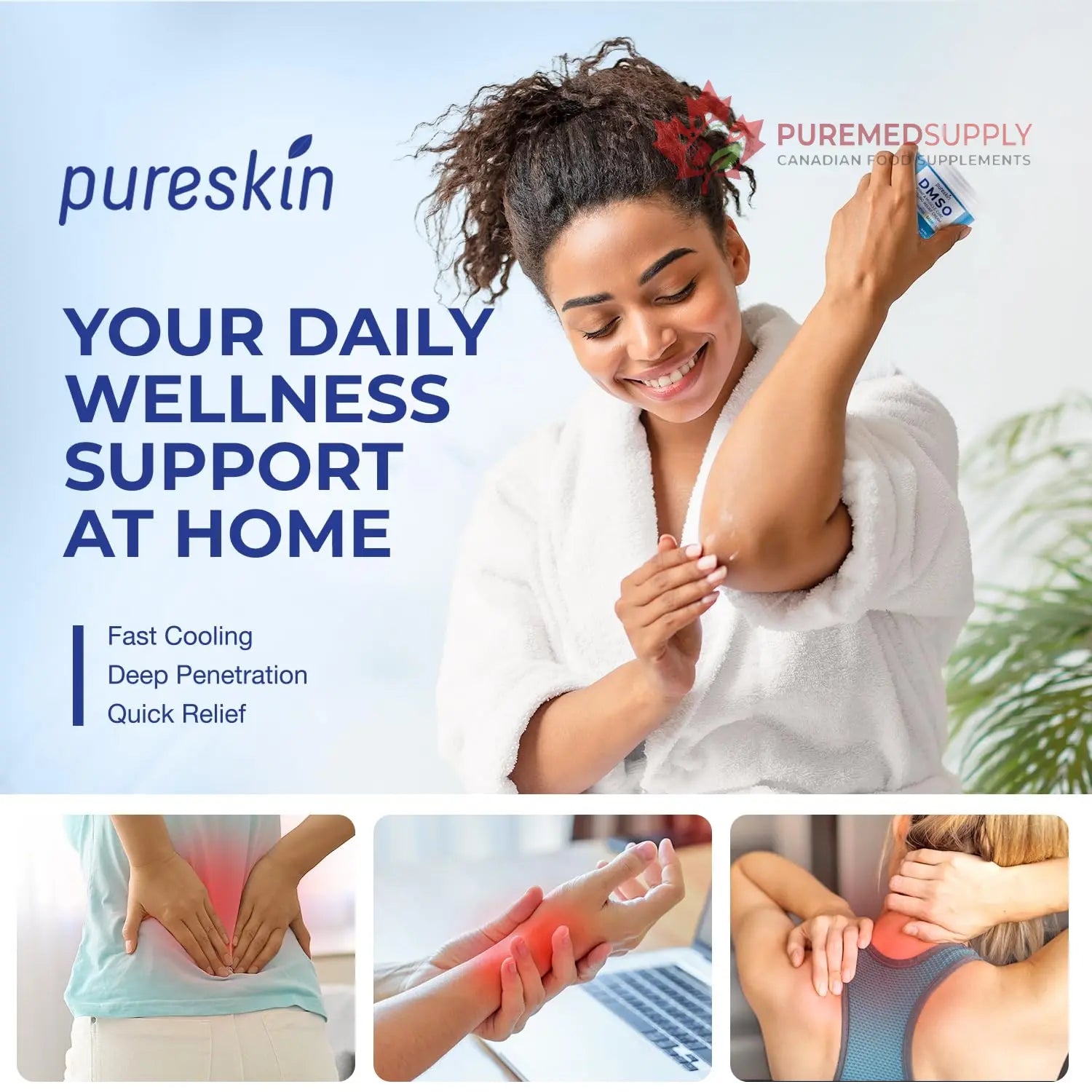 PURESKIN DMSO Relief Cream – Pharmaceutical Grade Fast-Absorbing Cooling Formula for Active Lifestyles – Lightweight Cream with Arnica, MSM, Magnesium, Menthol & Aloe, 4 oz PURESKIN buy supplements canada
