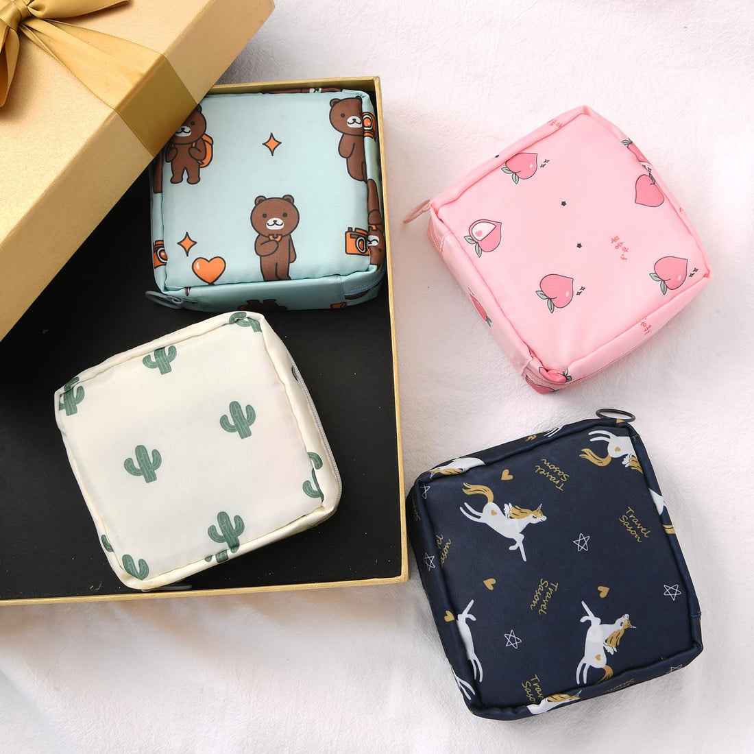 4Pcs Period Bag, Sanitary Pad Storage Bag Samll Period Pouch for Purse Cute Menstrual Period Bag Aster buy supplements canada