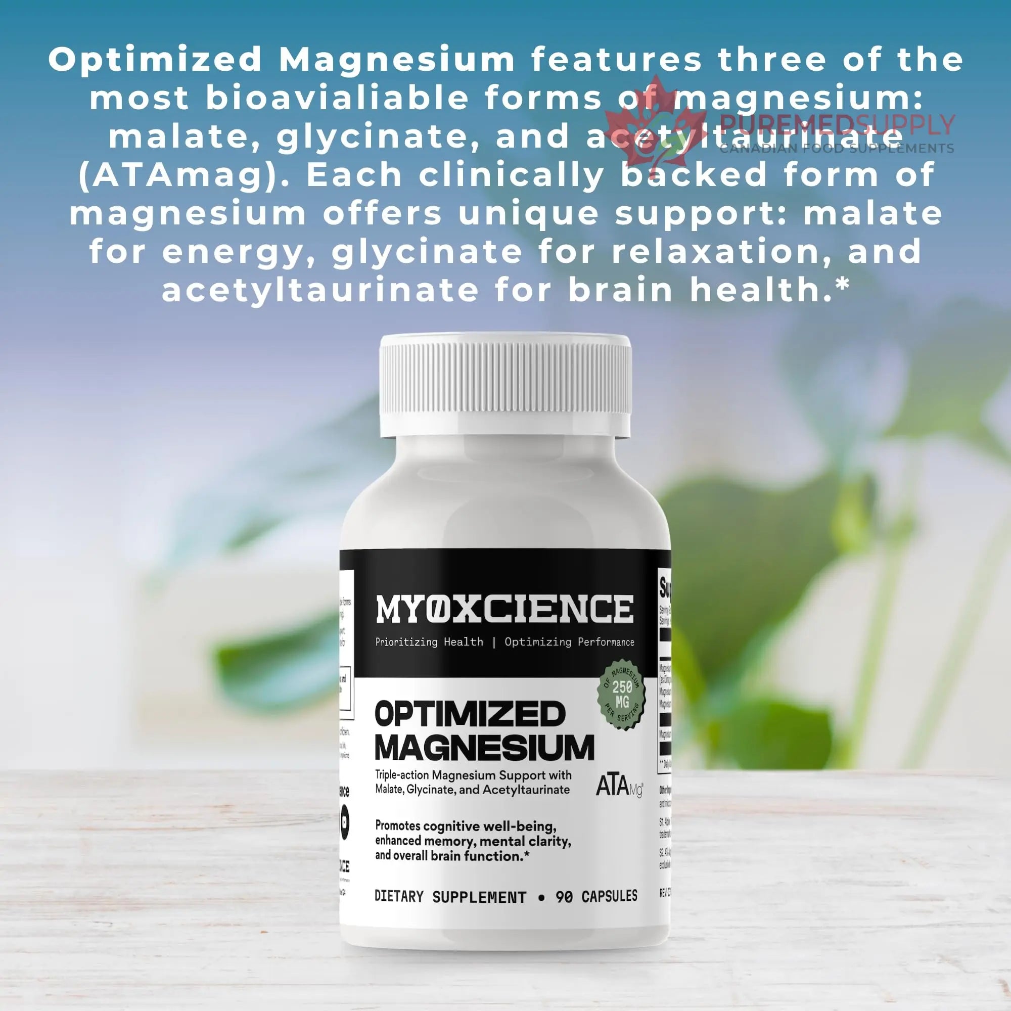 MYOXCIENCE Optimized Magnesium Glycinate + Magnesium Taurate (as ATAmag®) for High Brain Bioavailability to Support Stress Relief and Sleep | 30 Servings MYOXCIENCE buy supplements canada