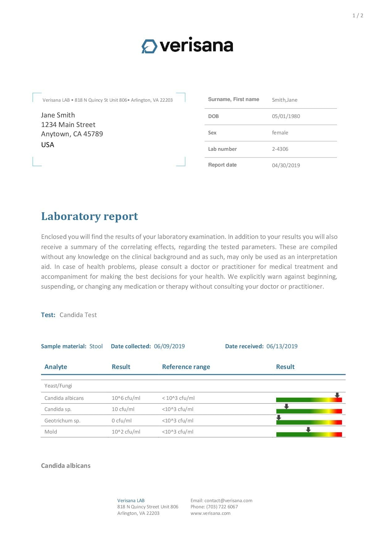 Candida Test – Lab Testing Kit for Diagnosing Candida albicans, Yeast Infection, Geotrichum spec Verisana buy supplements canada