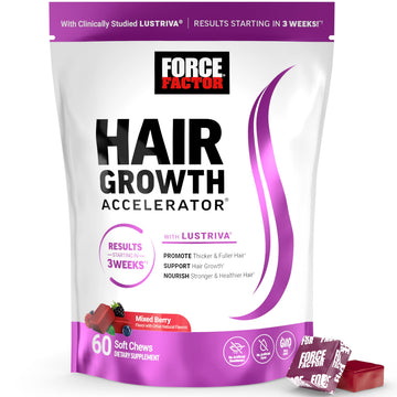 Force Factor Hair Growth Accelerator Soft Chews, Hair Growth Vitamins for Women and Men with Clinically Studied Lustriva and Biotin, Promotes Thicker Force Factor buy supplements canada