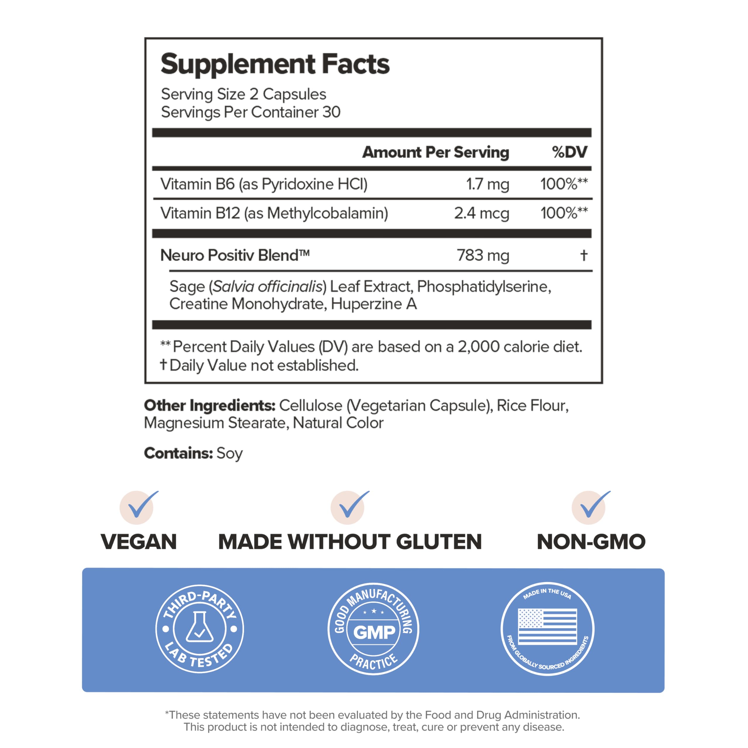 MENO Brain Health + Memory Support Capsules – Daily Support for Cognitive Performance, Concentration & Healthy Brain Aging – with Phosphatidylserine, Creatine, Sage Leaf & Huperzine A – 30 Servings O Positiv buy supplements canada