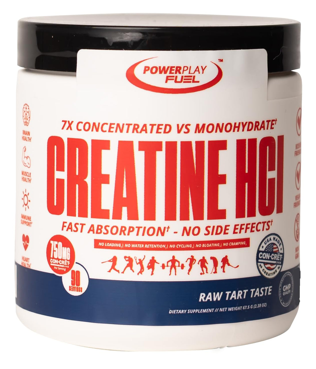 CREATINE HCl Powder for Men and Women, Muscle Strength, Brain Performance, Heart Health & Immune Support - Raw Tart Taste, 90 Servings POWER PLAY FUEL buy supplements canada