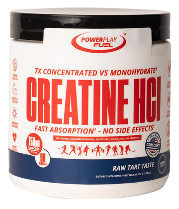CREATINE HCl Powder for Men and Women, Muscle Strength, Brain Performance, Heart Health & Immune Support - Raw Tart Taste, 90 Servings POWER PLAY FUEL buy supplements canada