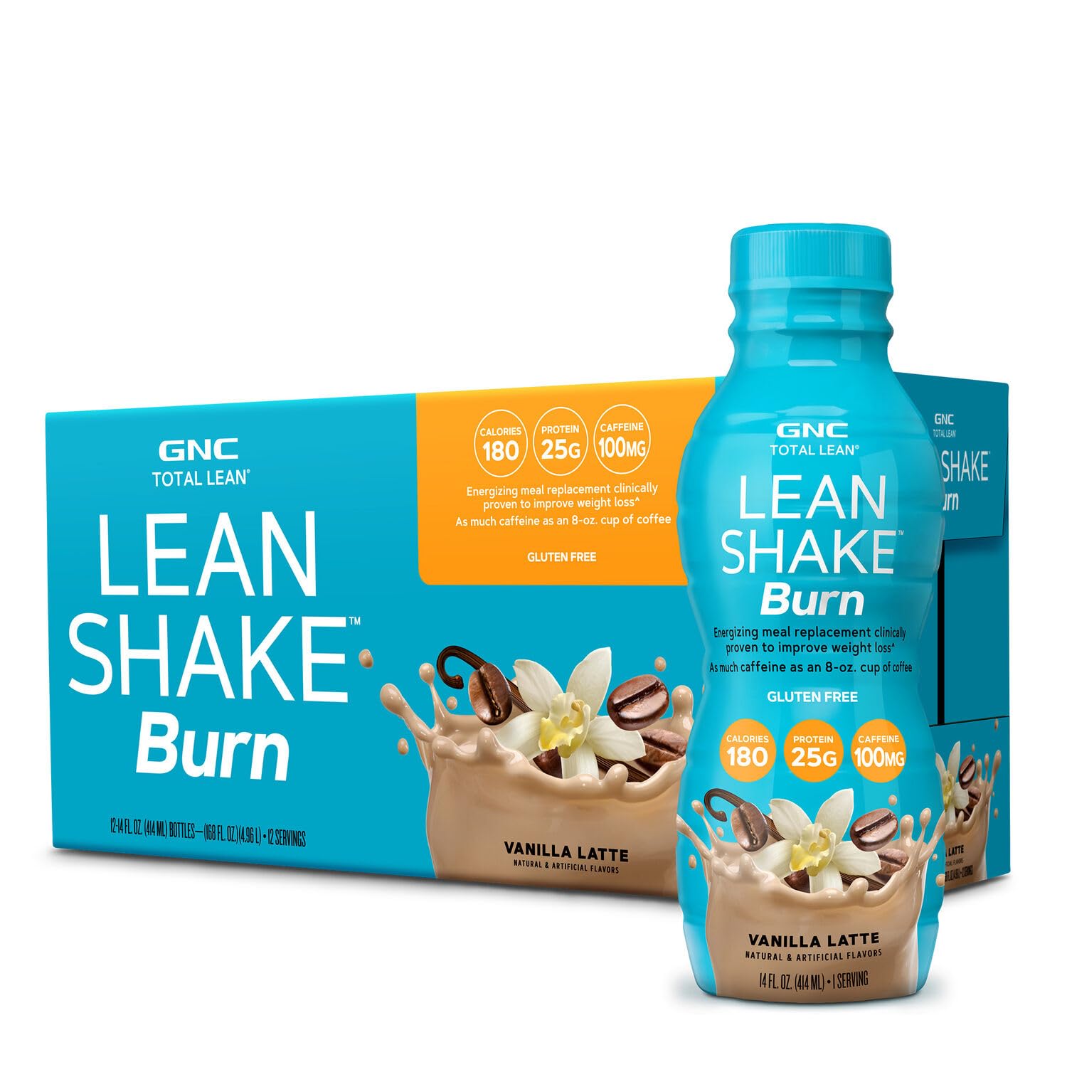 GNC Total Lean Lean Shake Burn - Vanilla Latte - 12 Bottles GNC buy supplements canada