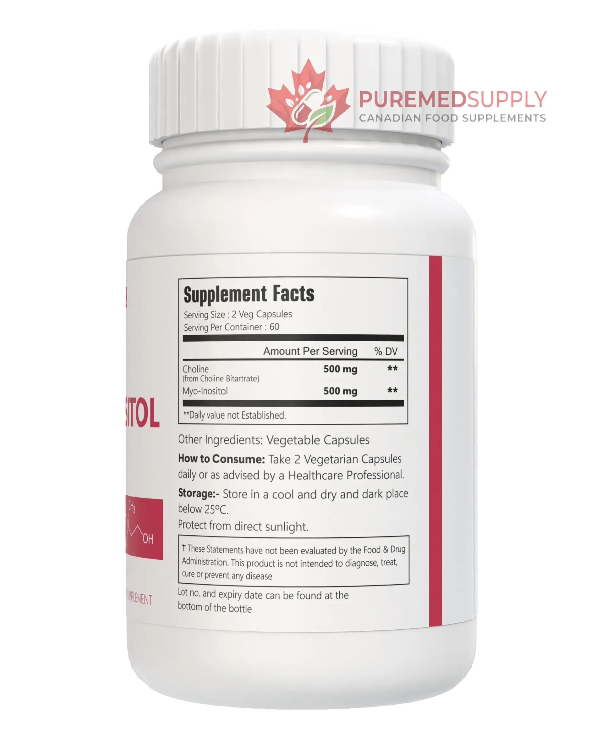 VitaCosmoX Choline and Myo-Inositol Supplement, 1000 mg Each, 120 Veggie Capsules 100% Vegetarian, Non-GMO & Gluten Free VitaCosmoX buy supplements canada