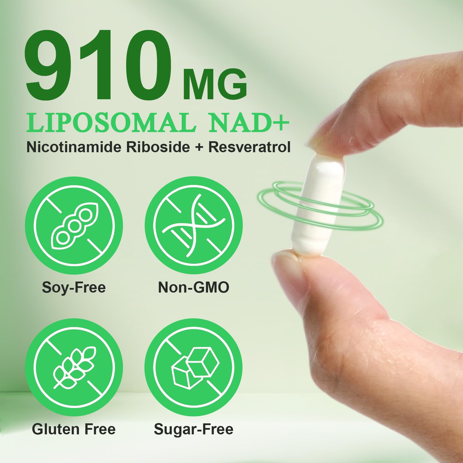 NAD Supplement, Nicotinamide Riboside, NAD 910MG Liposomal Supplements for Women & Men, NAD+ Supplement for Anti Aging and Cell Regeneration -120 Capsules NIFEISHI buy supplements canada