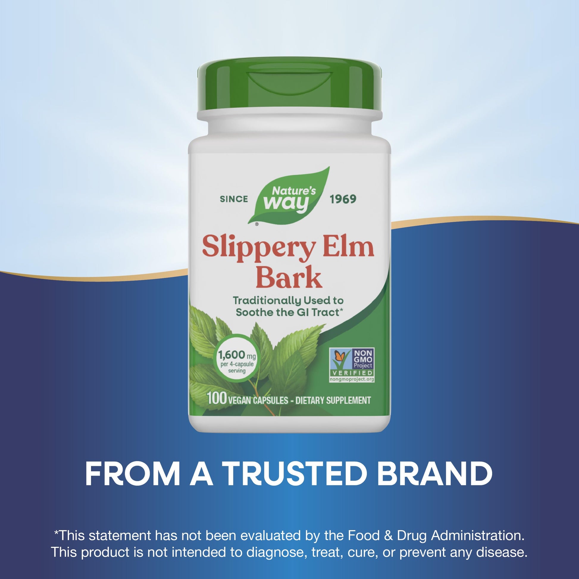 Nature’s Way Slippery Elm Bark Capsules, Traditional Digestive Support to Soothe Gastrointestinal Tract*, 1,600 mg per 4-Capsule Serving Nature's Way buy supplements canada