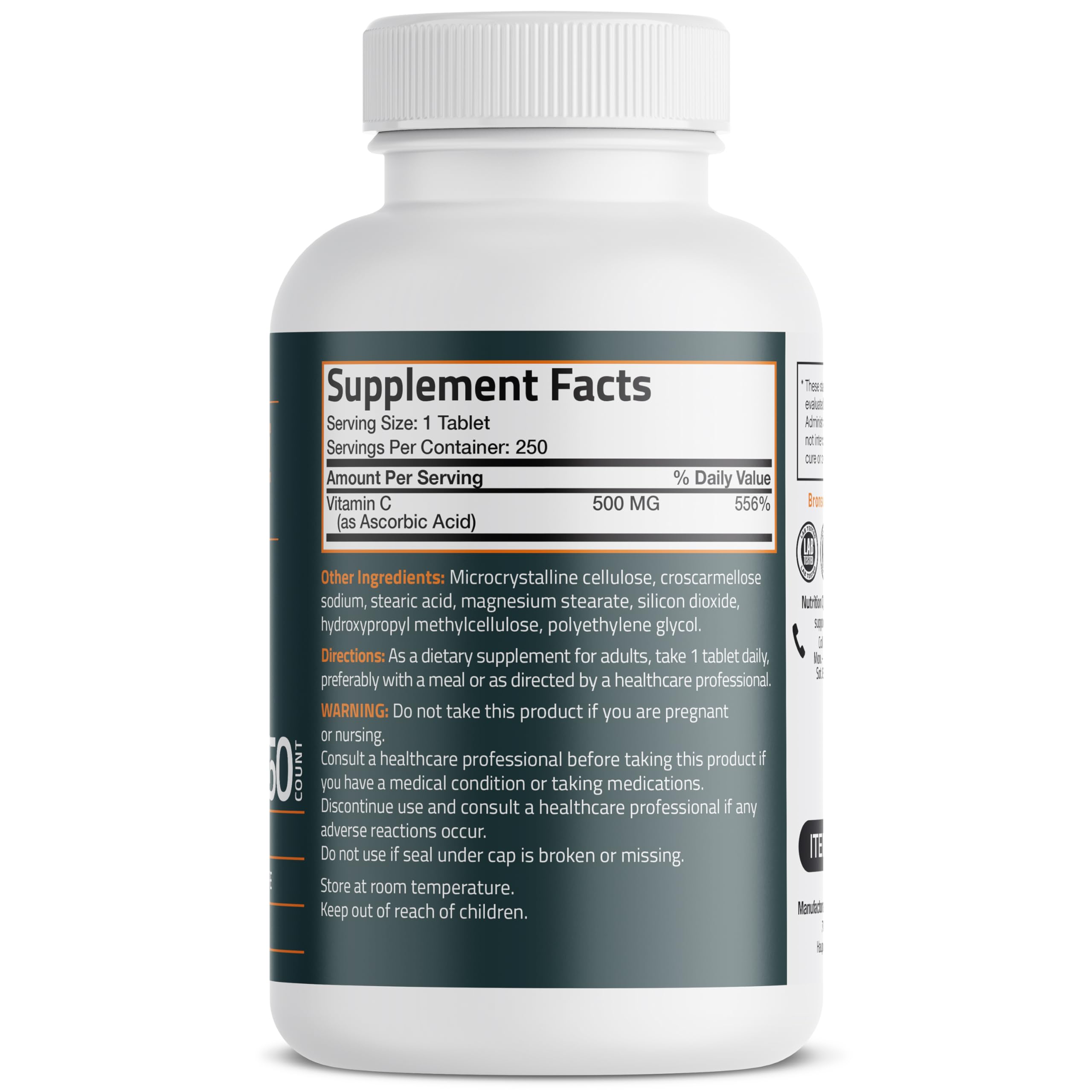 Bronson Vitamin C 500 MG Supports a Healthy Immune System & Antioxidant Protection, Non-GMO, 250 Vegetarian Tablets Bronson buy supplements canada