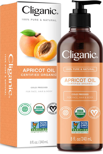 Cliganic Organic Apricot Oil, 100% Pure (8oz) - For Skin, Hair & Face | Natural Cold Pressed Unrefined Cliganic buy supplements canada