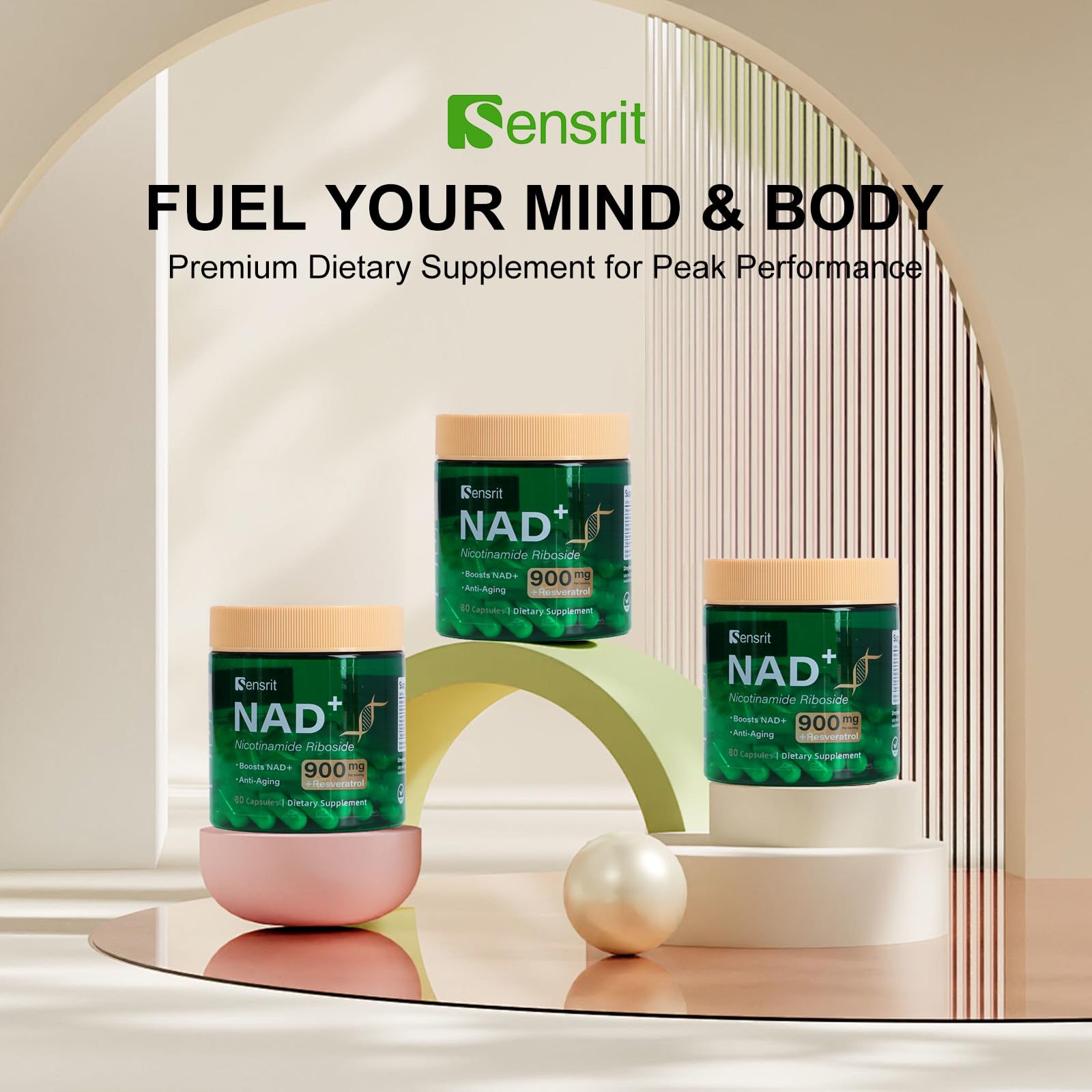 Sensrit NAD+ Supplement with Nicotinamide Riboside & Resveratrol | Cellular Energy & Mental Clarity Support | 40 Servings | Vegan, Non-GMO, Gluten Free Sensrit buy supplements canada