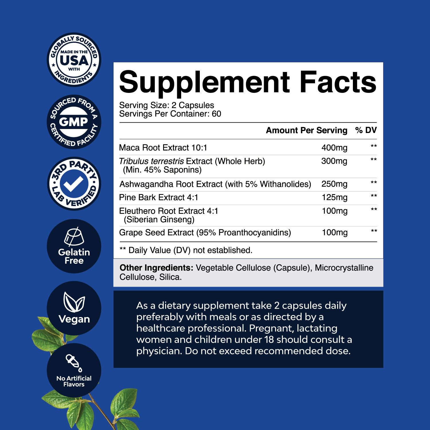 Potent Black Maca Root Capsules for Men - Herbal Wellness Supplement with Siberian Ginseng Ashwagandha and Black Maca Root - Men’s Wellness Supplement to Support General Health - 120 Count Natures Craft buy supplements canada
