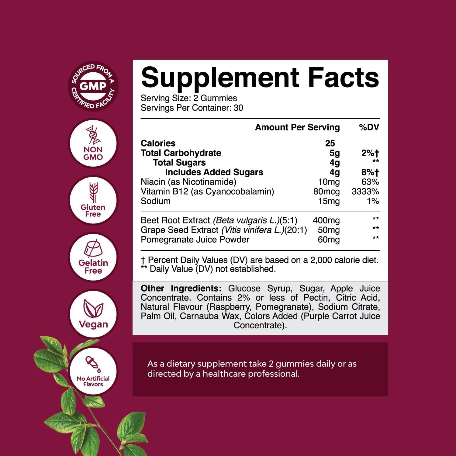 Flow Boosting Beet Root Gummies - Invigorating Beet Gummies for Adults Nitric Oxide Energy & Heart Health Support with Grapeseed Pomegranate & Vitamin B12 - Vegan Non-GMO & Gluten Free - 60 Count Natures Craft buy supplements canada