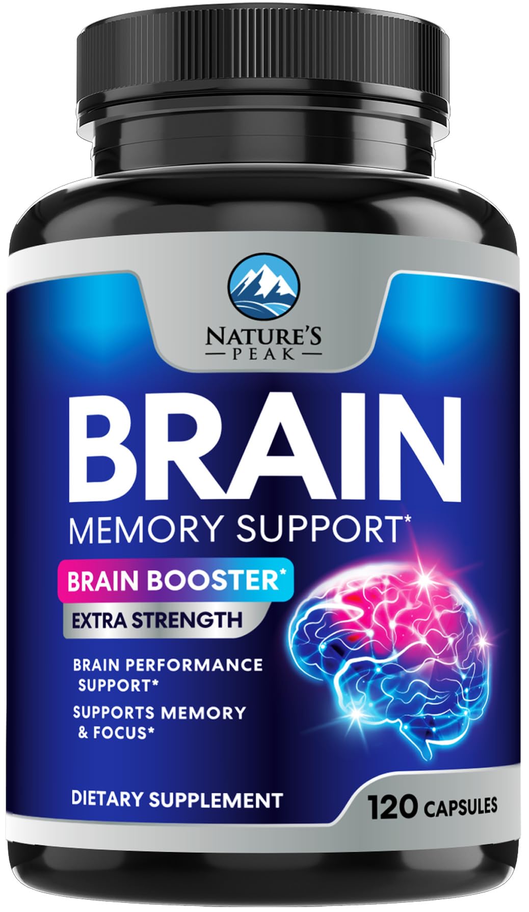 Brain Memory Supplement - 3X Strength Nootropics for Concentration, Clarity & Focus Support - Brain Health Cognitive Vitamins with Bacopa, Phosphatidylserine & DMAE, Brain Booster Pills, 120 Capsules Nature's Peak buy supplements canada