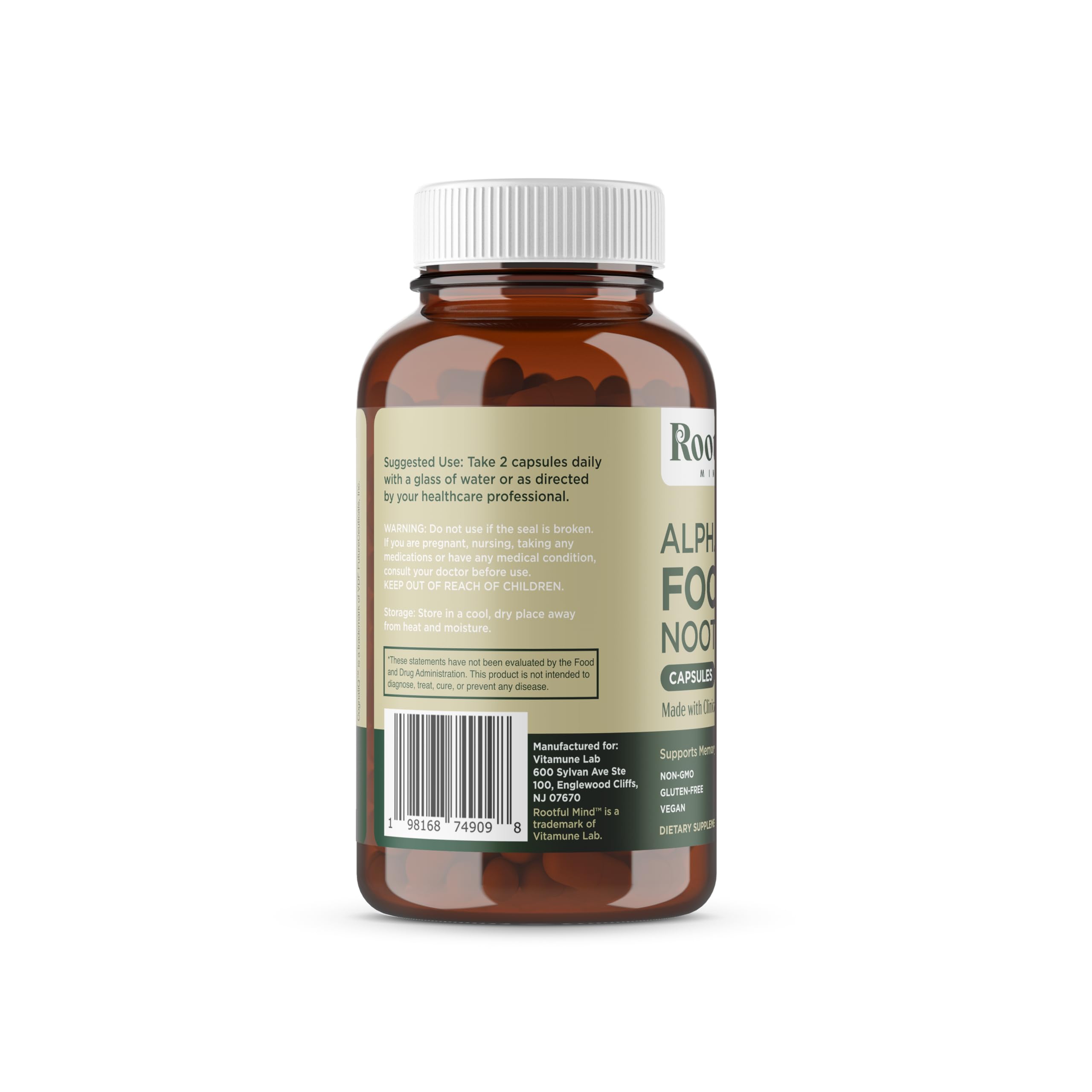 Rootful Mind Alpha Focus Nootropic - Memory and Focus Brain Booster Supplement with Choline, Citicoline, GPC, L-Tyrosine, Bacopa Monnieri, DMAE, Gingko Biloba, Lion's Mane, Niacinamide - 60 Capsules Rootful Mind buy supplements canada