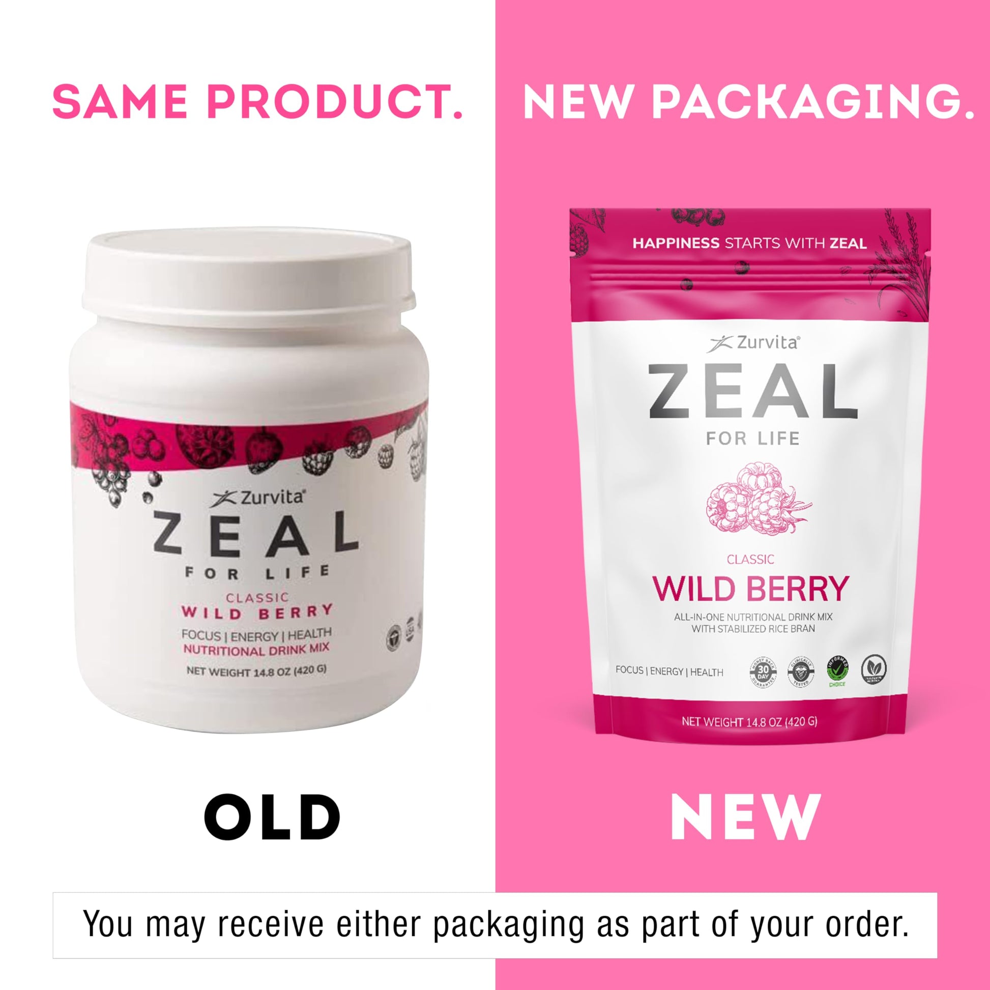 Zurvita - Zeal for Life 30-Day Wellness Bag - Wild Berry (Classic) - Nutritional Supplement for Vitality, Immunity, and Wellness - 420 Grams Zurvita buy supplements canada