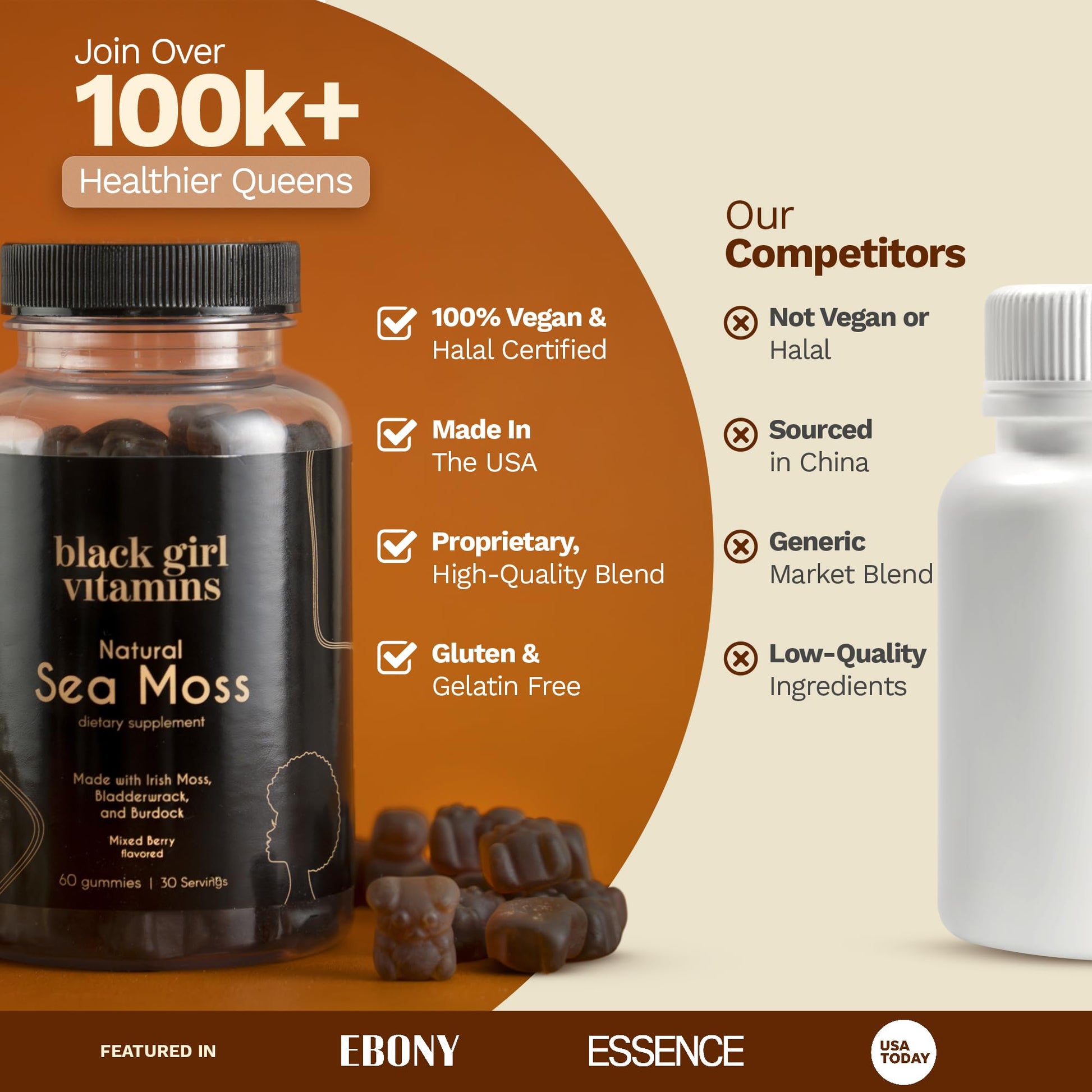 Black Girl Vitamins - Irish Sea Moss Gummies - SeaMoss + Bladderwrack & Burdock - 92 Minerals for Thyroid, Metabolism, and Immunity - Vegan Black Girl Vitamins buy supplements canada