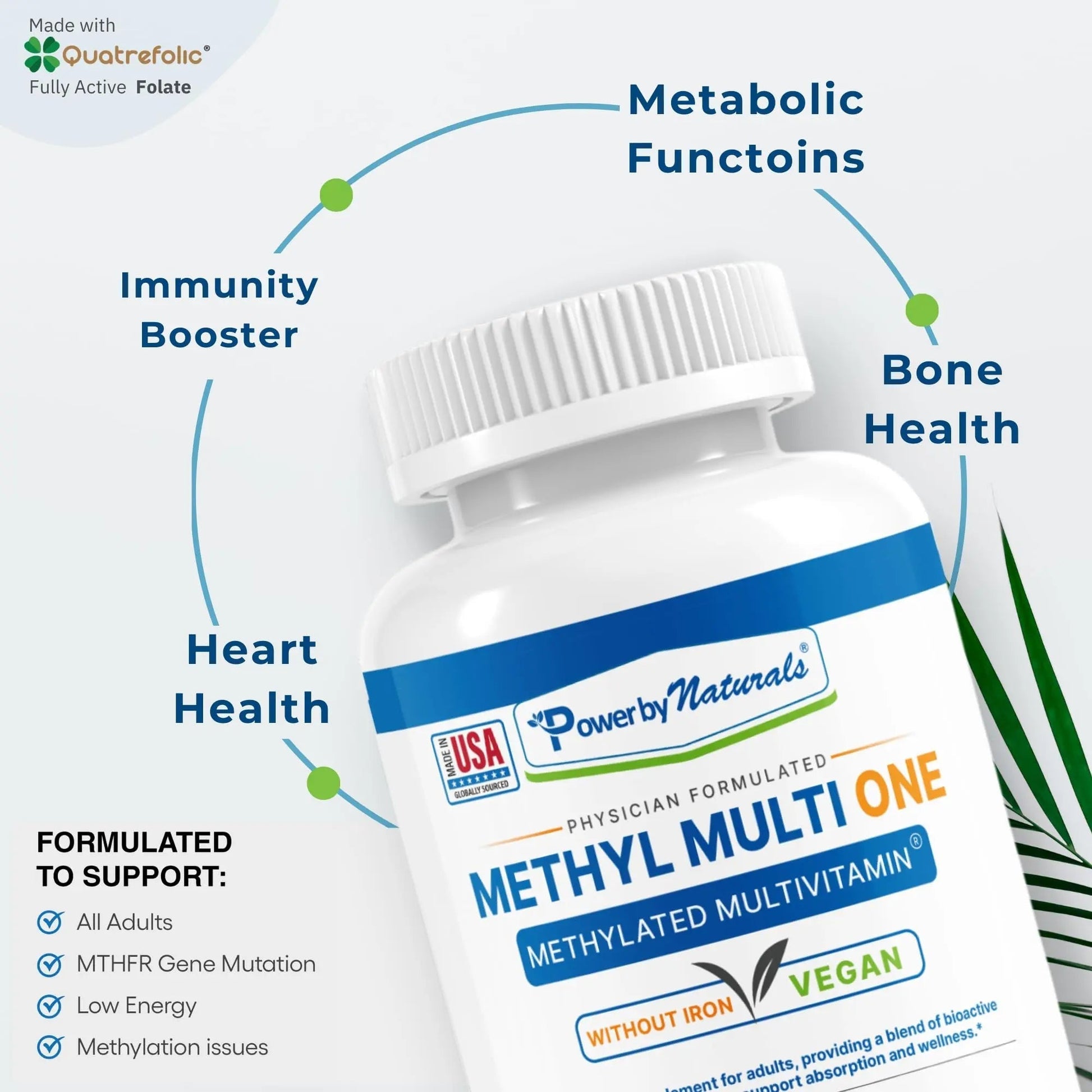 Power By Naturals Methyl Multi One - Iron-Free Methylated Multivitamin with Quatrefolic 5-MTHF, Active B12, P5P, CoQ10 & Zinc for MTHFR Support Power By Naturals buy supplements canada