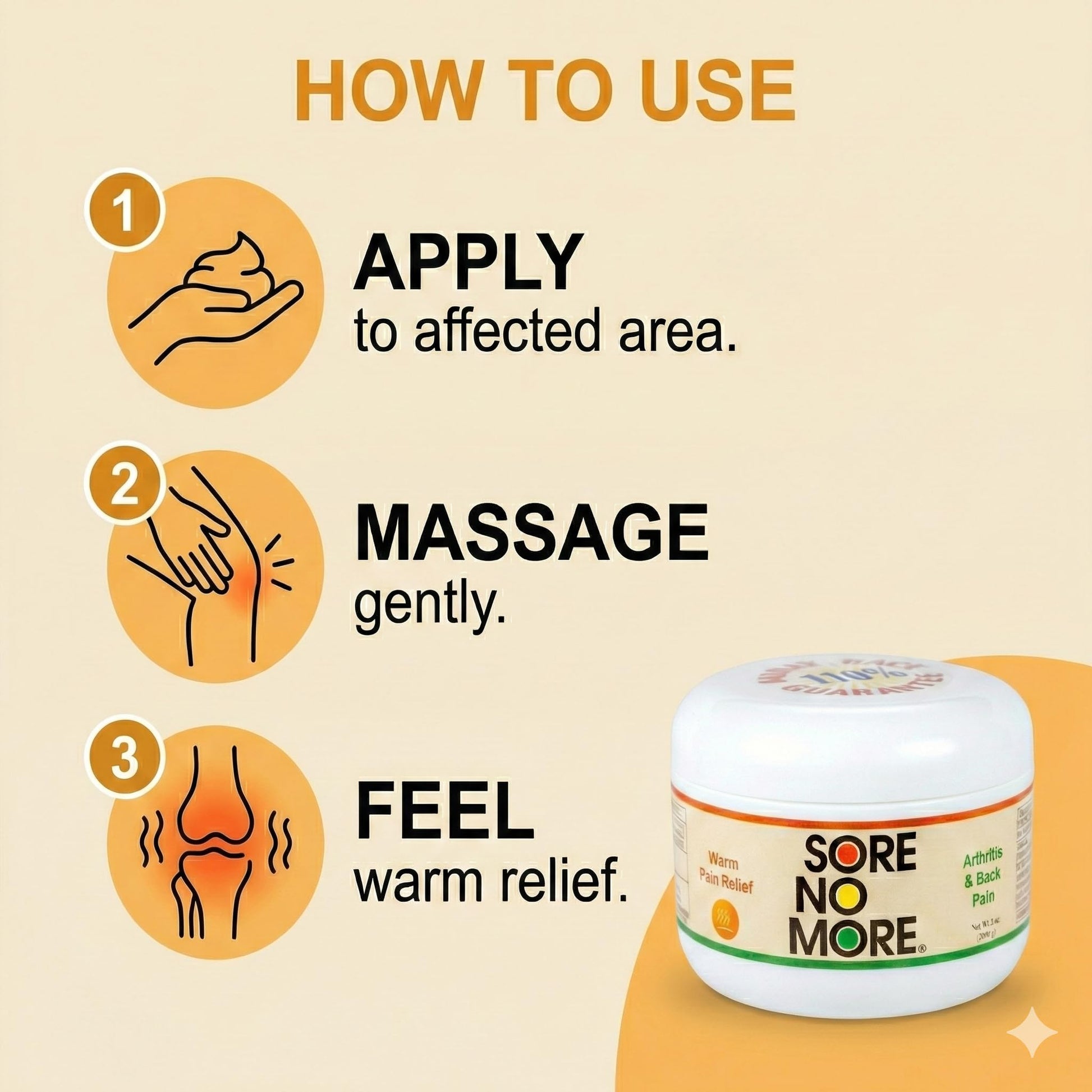 Sore No More Warm Arthritis Pain Relief Cream – Targeted Reliever for Back, Neck, Hands & Feet – Soothing & Fast-Acting Formula for Aches and Pains – Non-Greasy with Orange Aroma – 8 oz Sore No More buy supplements canada