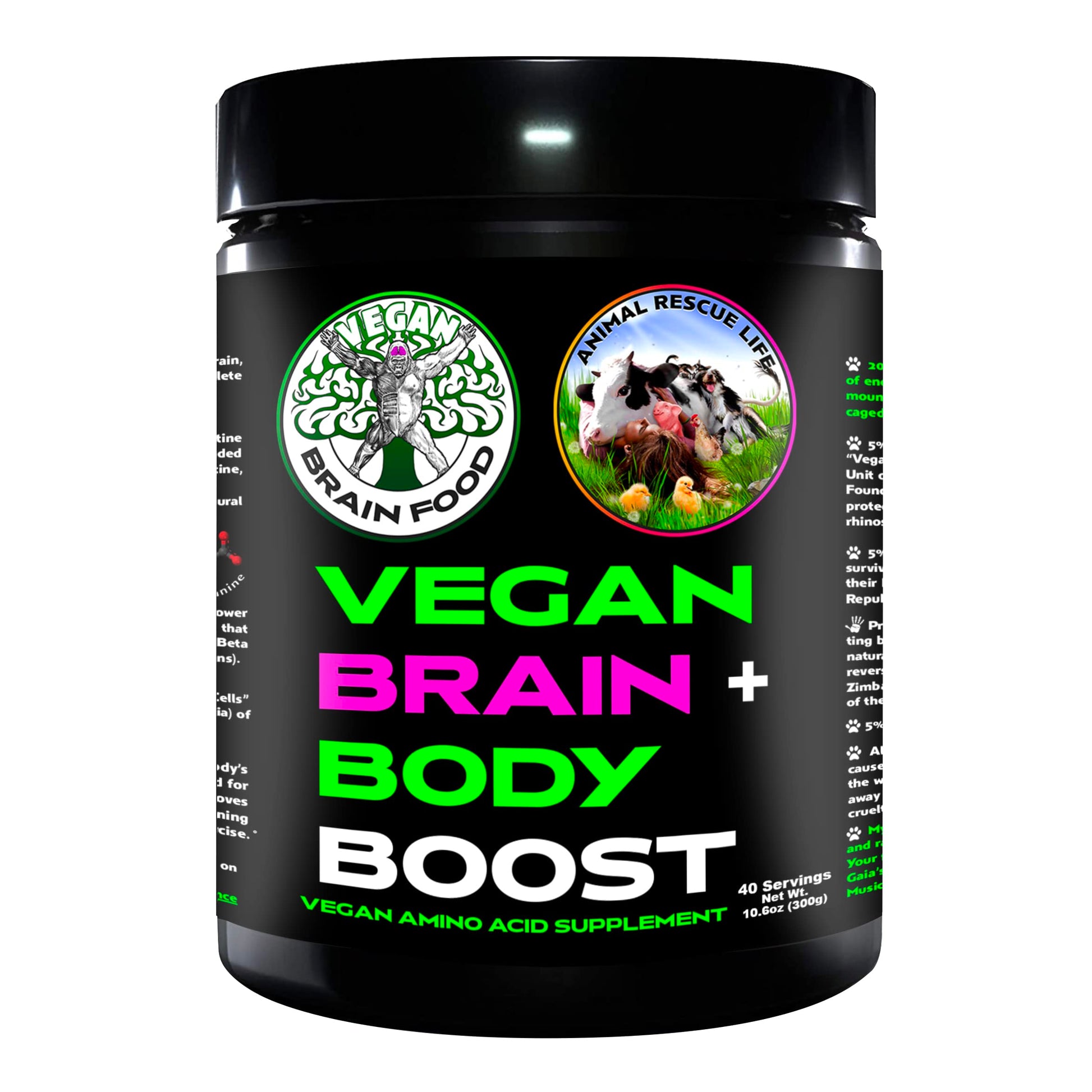 Vegan Brain & Body Boost: The Cherry On Top of A Plant-Based Lifestyle | Working Intelligence | Anti-Aging | Physical Fitness | Vegan Amino Acids - Creatine, Taurine & Beta Alanine | 40 Servings/300g Vegan Brain Food buy supplements canada