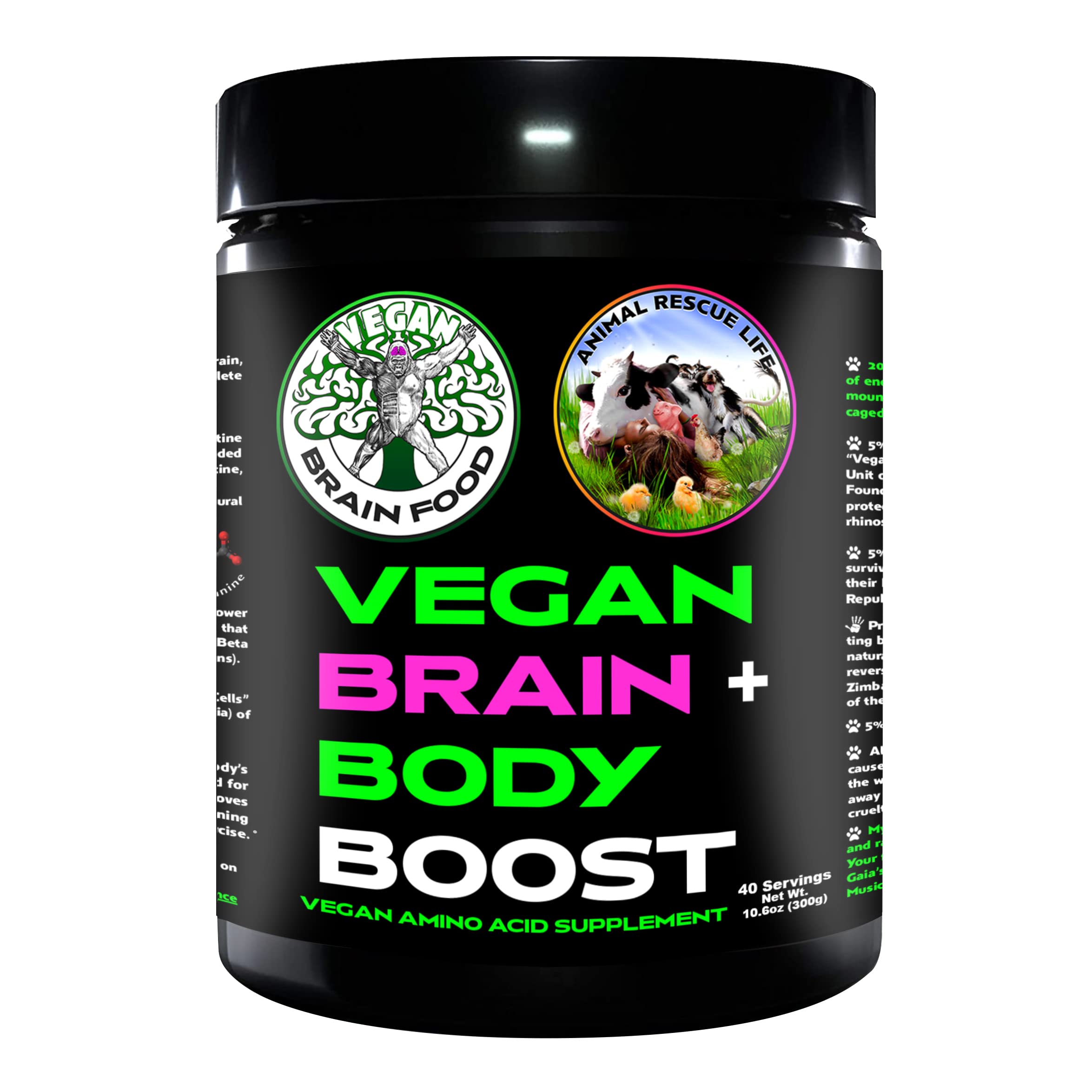 Vegan Brain & Body Boost: The Cherry On Top of A Plant-Based Lifestyle | Working Intelligence | Anti-Aging | Physical Fitness | Vegan Amino Acids - Creatine, Taurine & Beta Alanine | 40 Servings/300g Vegan Brain Food buy supplements canada