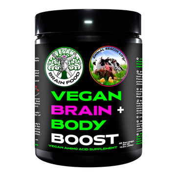 Vegan Brain & Body Boost: The Cherry On Top of A Plant-Based Lifestyle | Working Intelligence | Anti-Aging | Physical Fitness | Vegan Amino Acids - Creatine, Taurine & Beta Alanine | 40 Servings/300g Vegan Brain Food buy supplements canada