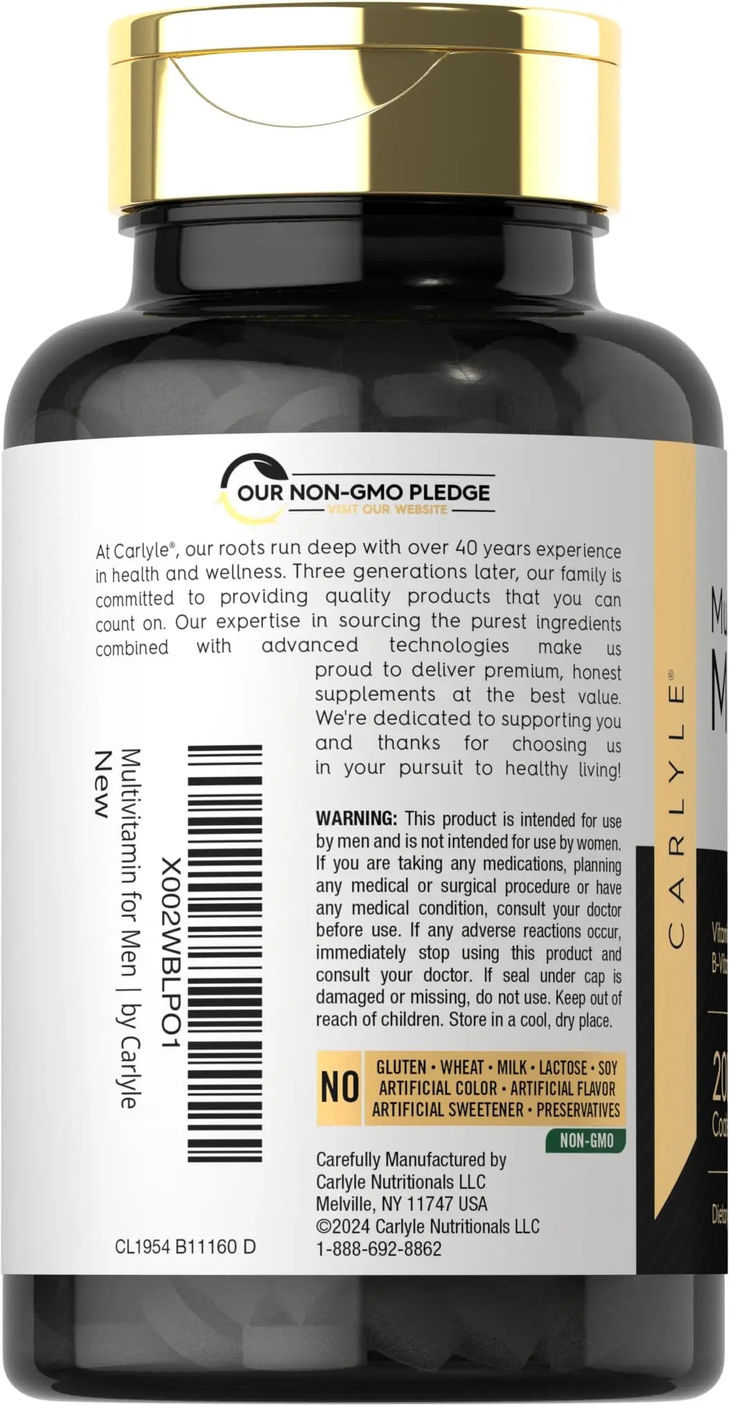 Carlyle Multivitamin for Men 50+ | 200 Count | with B Vitamins, Vitamin D, Magnesium & Zinc | Non-GMO, Gluten Free Supplement Carlyle buy supplements canada