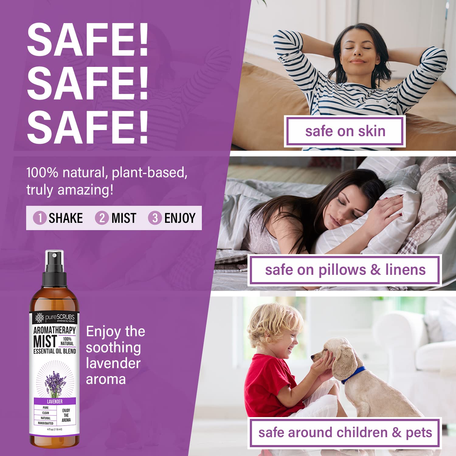 Shake, Mist & Enjoy - pureSCRUBS Premium Lavender Aromatherapy Spray Mist for Room, Body, Linens pureSCRUBS buy supplements canada