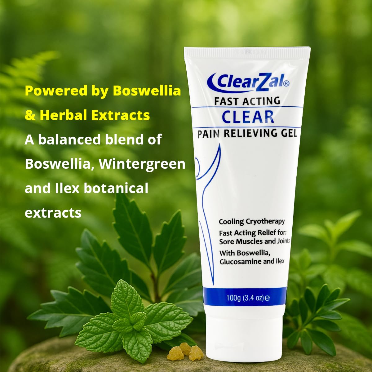 ClearZal Fast Acting Clear Pain Relieving Gel with Cooling Cryotherapy, Boswellia and Glucosamine for Sore Muscles and Joints, Soothing Cooling Gel 3.4 oz Clearzal buy supplements canada