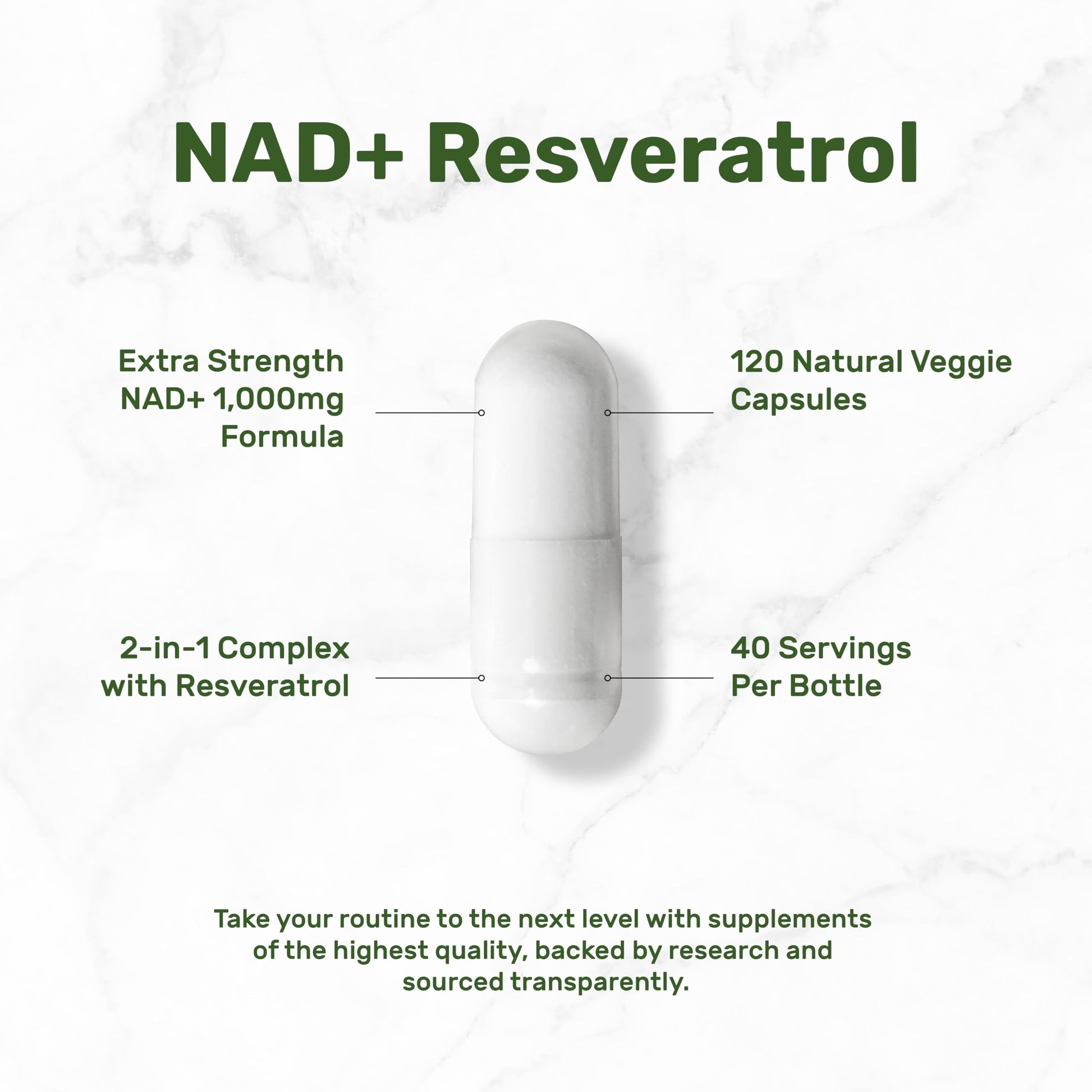 NAD+ Resveratrol Supplement 1,000mg Per Serving, 120 Veggie Capsules | 2-in-1 Extra Strength NMN Supplement Alternative | NAD Supplements for Women & Men | Non-GMO, Gluten Free DEAL SUPPLEMENT buy supplements canada