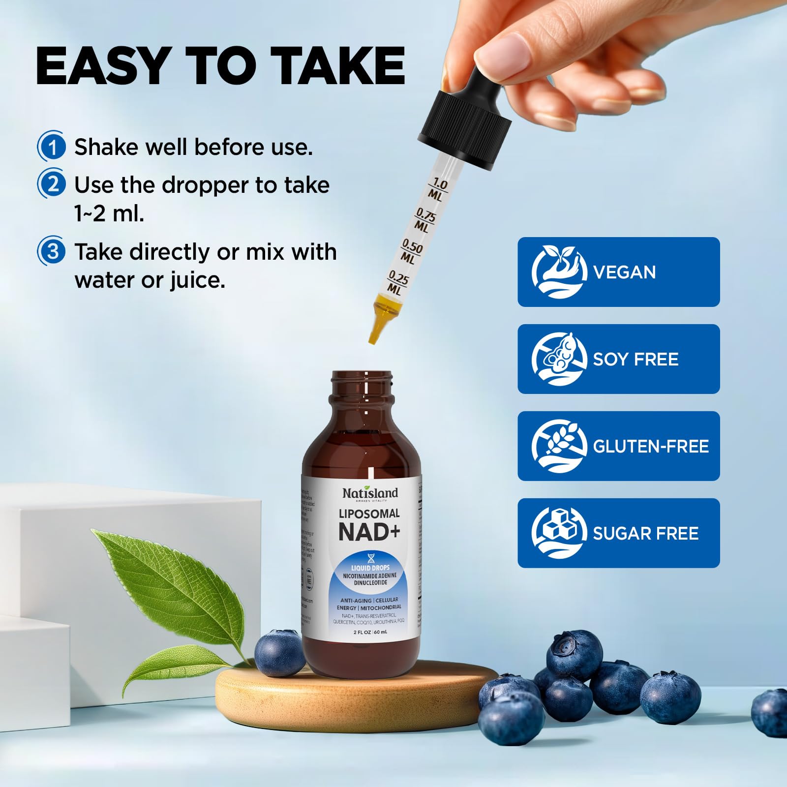 NATISLAND Liposomal NAD Supplement, 1000mg NAD+ Liquid Drops for Women & Men, with Resveratrol, Urolithin A, Quercetin, CoQ10 & PQQ, for Cellular & Metabolism Health, Energy & Anti-Aging, 2 Fl Oz NATISLAND buy supplements canada
