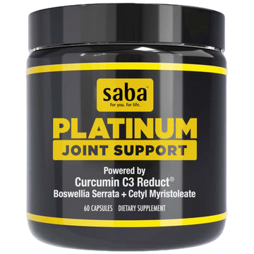 Saba Platinum Joint Support – High Absorption Curcumin C3 Reduct & Boswellia – Fast Acting Turmeric Supplement for Joint Pain Relief, Mobility & Healthy Inflammation Response – 60 Vegan Capsules Saba buy supplements canada