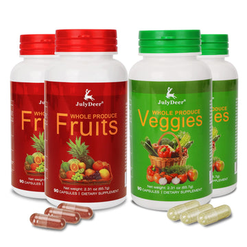 Fruit and Veggies Supplement Ingredients Natural – 4 Bottles 360 Total Vegetarian Capsules | Balance of Natural 16+18 Whole Fruits & Veggies Blend | Fresh Superfood Formula with Vitamins and Minerals JulyDeer buy supplements canada