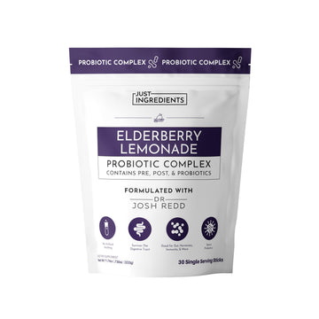 JUST INGREDIENTS Elderberry Lemonade 3-in-1 Probiotic Complex - Prebiotics, Probiotics & Postbiotics - 30 Sticks JUST INGREDIENTS buy supplements canada