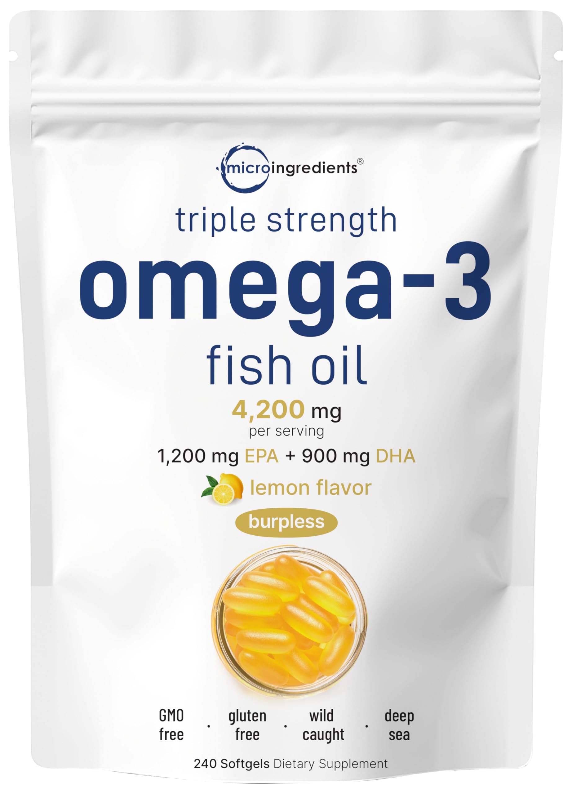 Triple Strength Omega 3 Fish Oil Supplements 4200mg Per Serving, 240 Softgels Micro Ingredients buy supplements canada