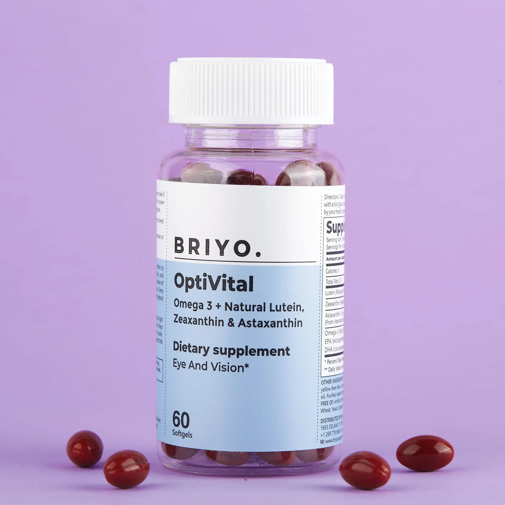 Briyo OptiVital Eye Health Supplement – Lutein, Zeaxanthin, Astaxanthin & Omega-3 from Natural Sources – Supports Vision Briyosis buy supplements canada