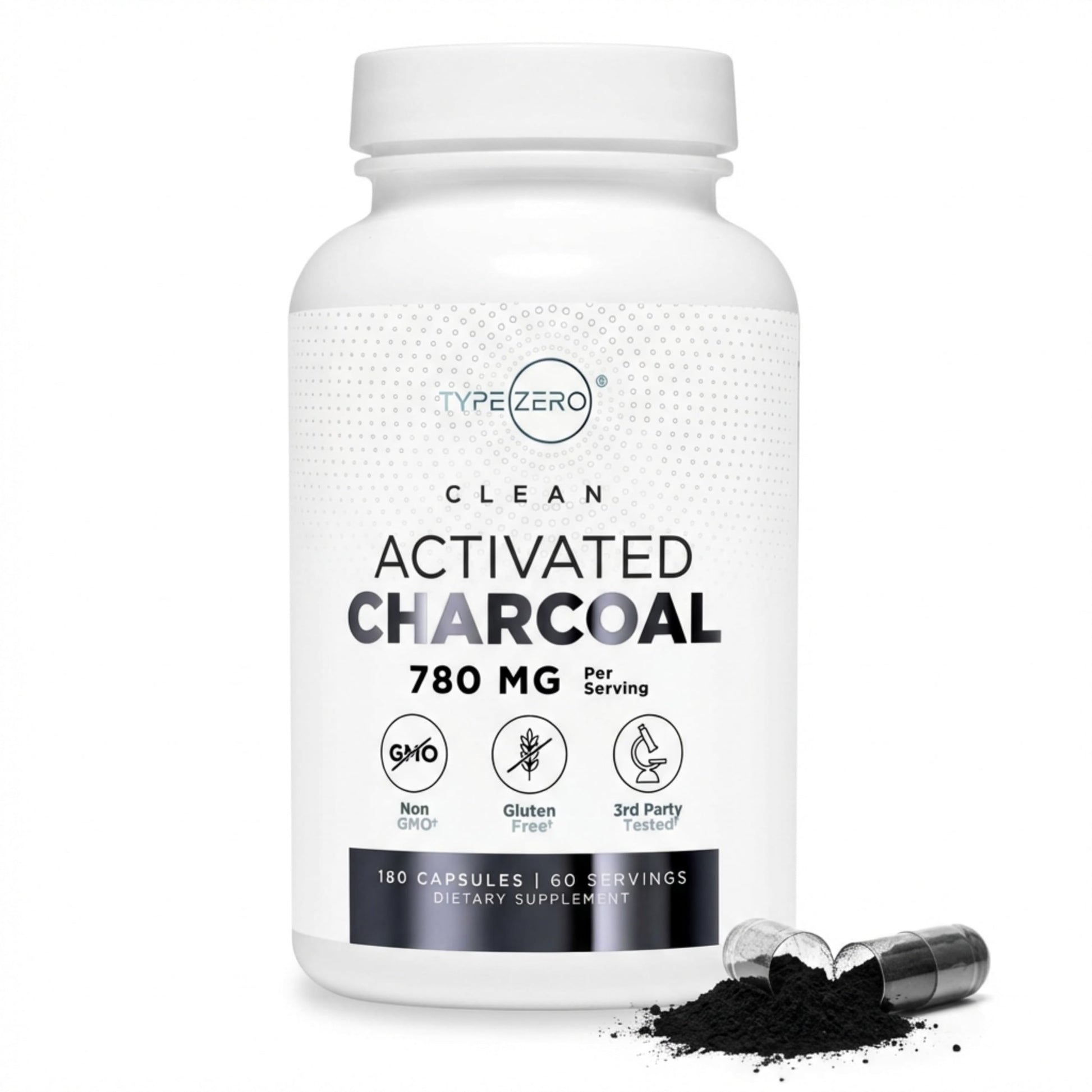 Type Zero Activated Charcoal Capsules (180 Count) - 60 Servings, 780mg Per Serving, from Coconut Shell, Non-GMO, Gluten-Free Type Zero buy supplements canada