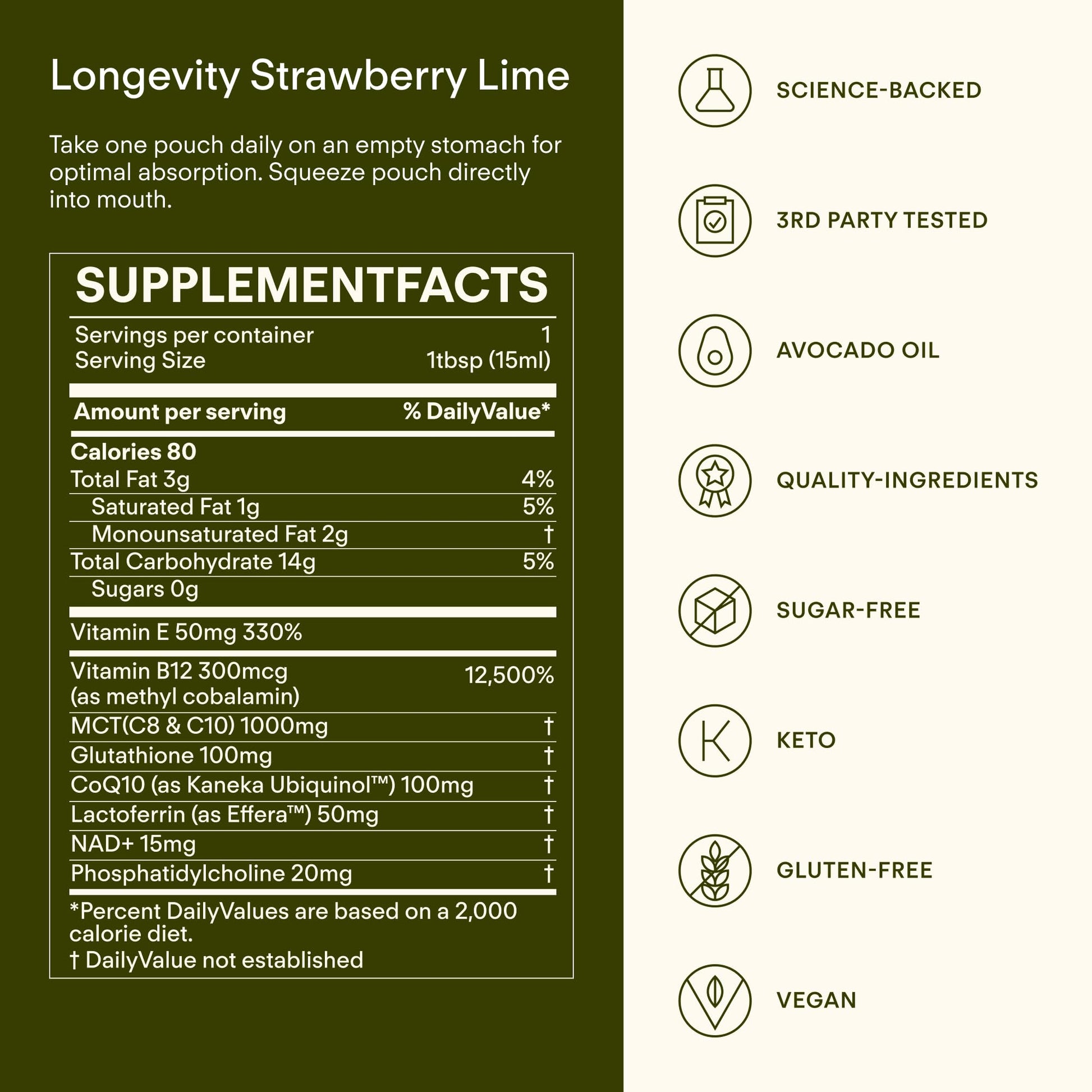 Sunny Within - Liposomal Glutathione Supplement NAD+ Longevity Mix w/Liquid NAD+, CoQ10, B12, MCT & Avocado Oil – Cellular Health, Energy, Brain, Gut & Heart Support* – Strawberry Lime – 30 Pouches Sunny Within buy supplements canada