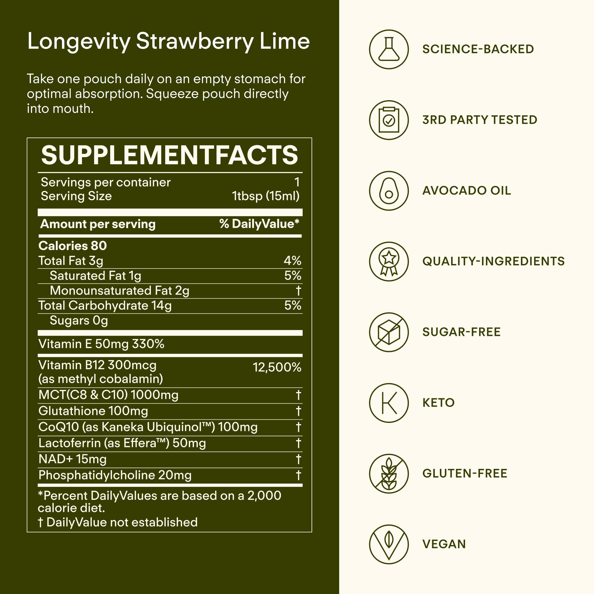 Sunny Within - Liposomal Glutathione Supplement NAD+ Longevity Mix w/Liquid NAD+, CoQ10, B12, MCT & Avocado Oil – Cellular Health, Energy, Brain, Gut & Heart Support* – Strawberry Lime – 30 Pouches Sunny Within buy supplements canada
