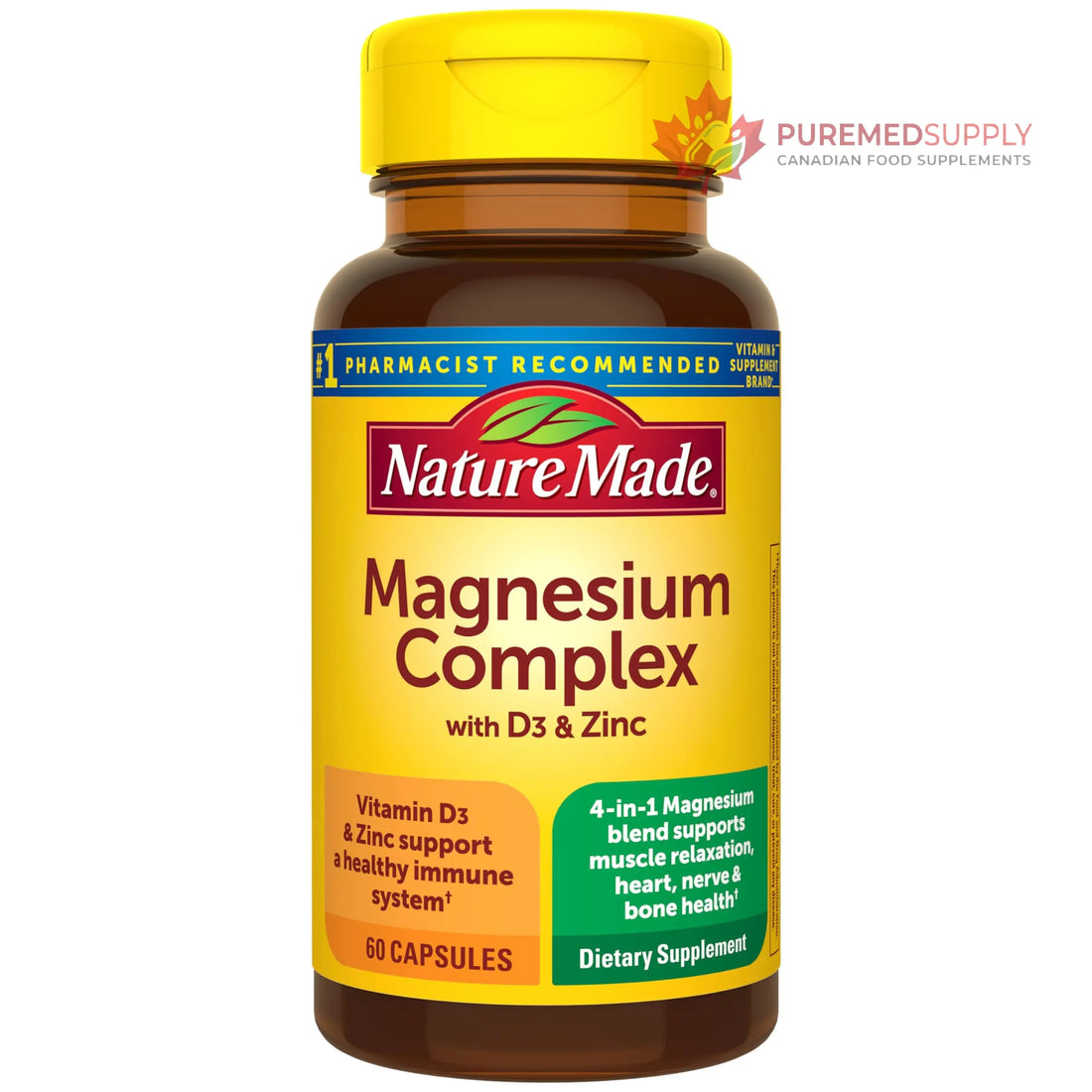 Nature Made Magnesium Complex Supplement with Vitamin D & Zinc for Immune Support, Magnesium Glycinate, Malate, Citrate & Oxide for Muscle, Nerve, Heart & Bone Support, 60 Capsules, 30 Day Supply Nature Made buy supplements canada