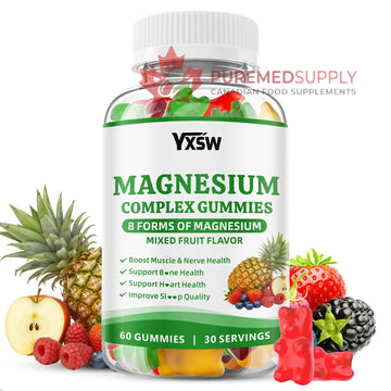 Magnesium Complex Gummies 8 Elemental 1000mg - Magnesium Glycinate, Citrate, Malate, Taurate, Supports Bones, Muscle, Nerve Health, for Women & Men, Vegan Non-GMO, Mixed Flavors, 60 Count YXSW buy supplements canada