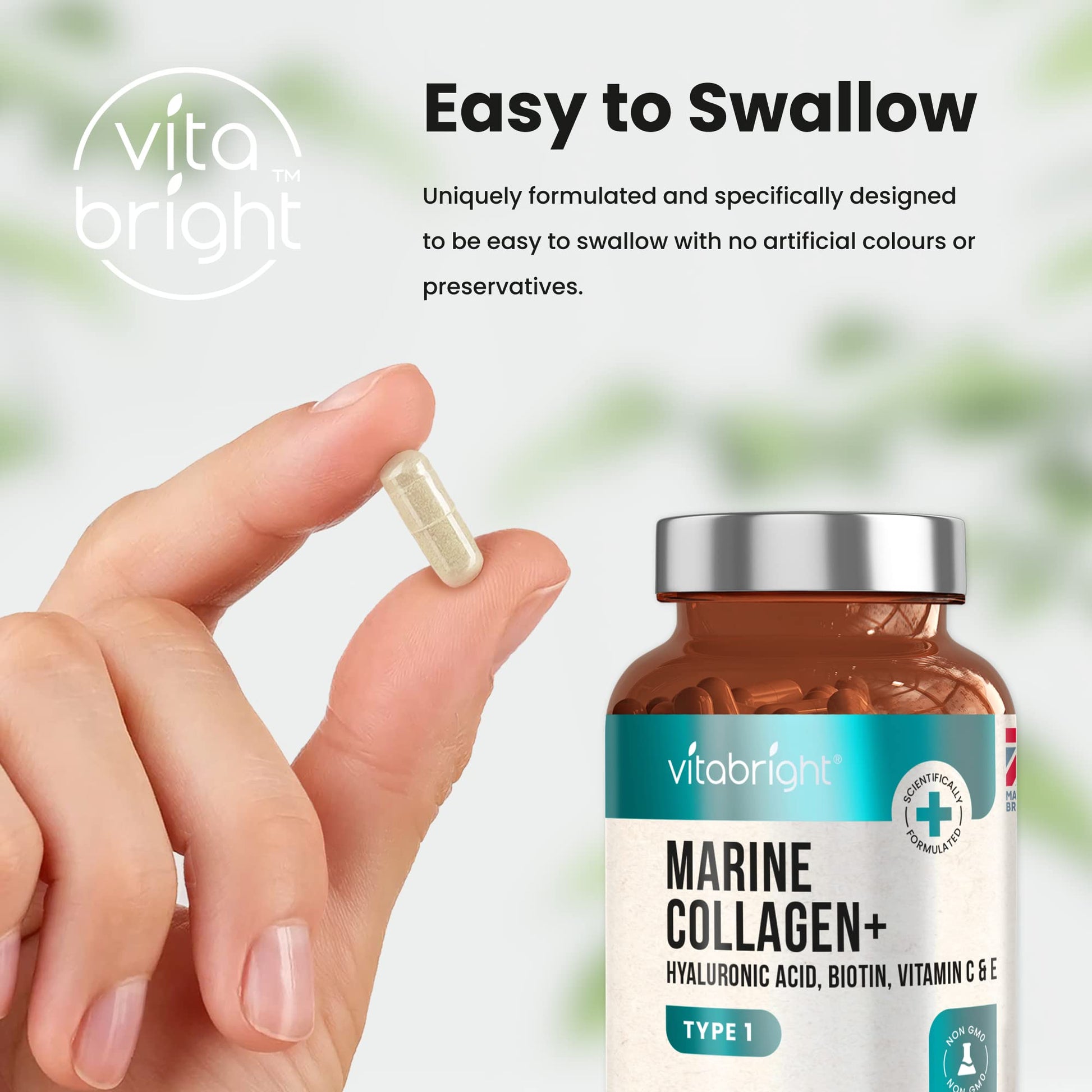 Marine Collagen Capsules 1000mg - 120 Capsules - 9 Powerful Skin Supporting Nutrients VitaBright buy supplements canada