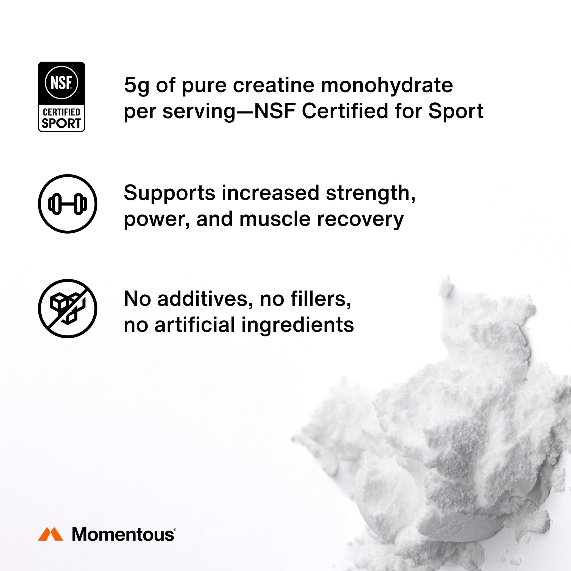 Momentous Creatine Monohydrate Powder - Creatine Powder - Supports Strength, Lean Muscle, & Recovery for Men & Women - NSF Certified for Sport - 5 g per Serving - 30 Servings Momentous buy supplements canada