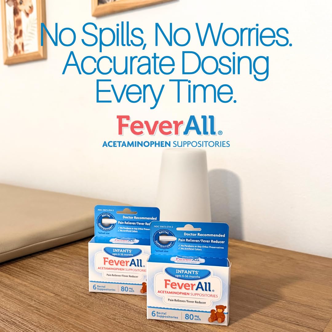 Feverall Infant Acetaminophen Suppositories 6 Rectal Suppositories 80mg Each Pain Reliever/Fever Reducer. Paraben Free, No Artificial Colors or Other preservatives. Ages 6-36 Months (Pack of 2) Feverall buy supplements canada