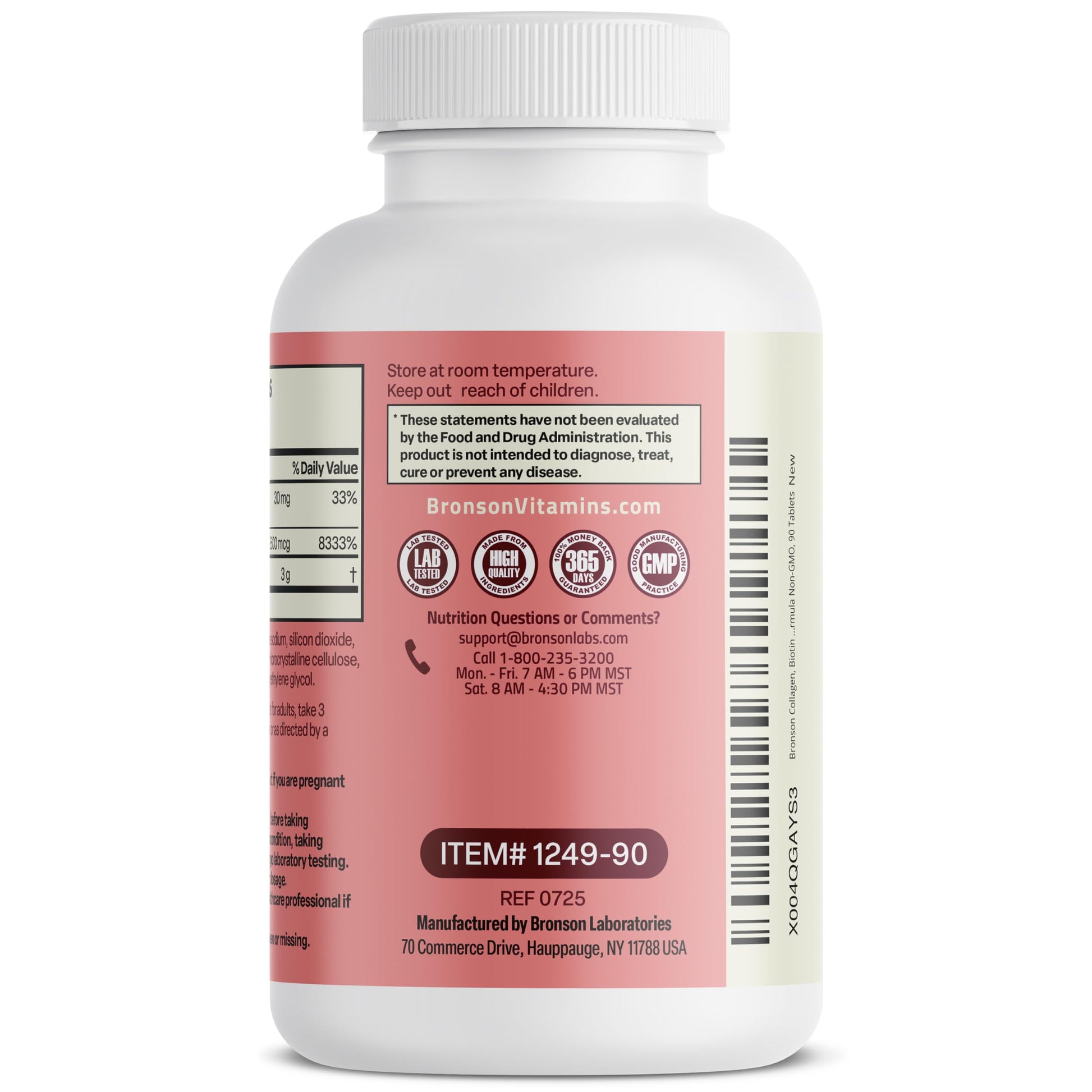 Bronson Collagen Peptides 3000mg (per Serving) with Biotin & Vitamin C - for Hair, Skin & Nails Support, Non-GMO, 90 Tablets Bronson buy supplements canada