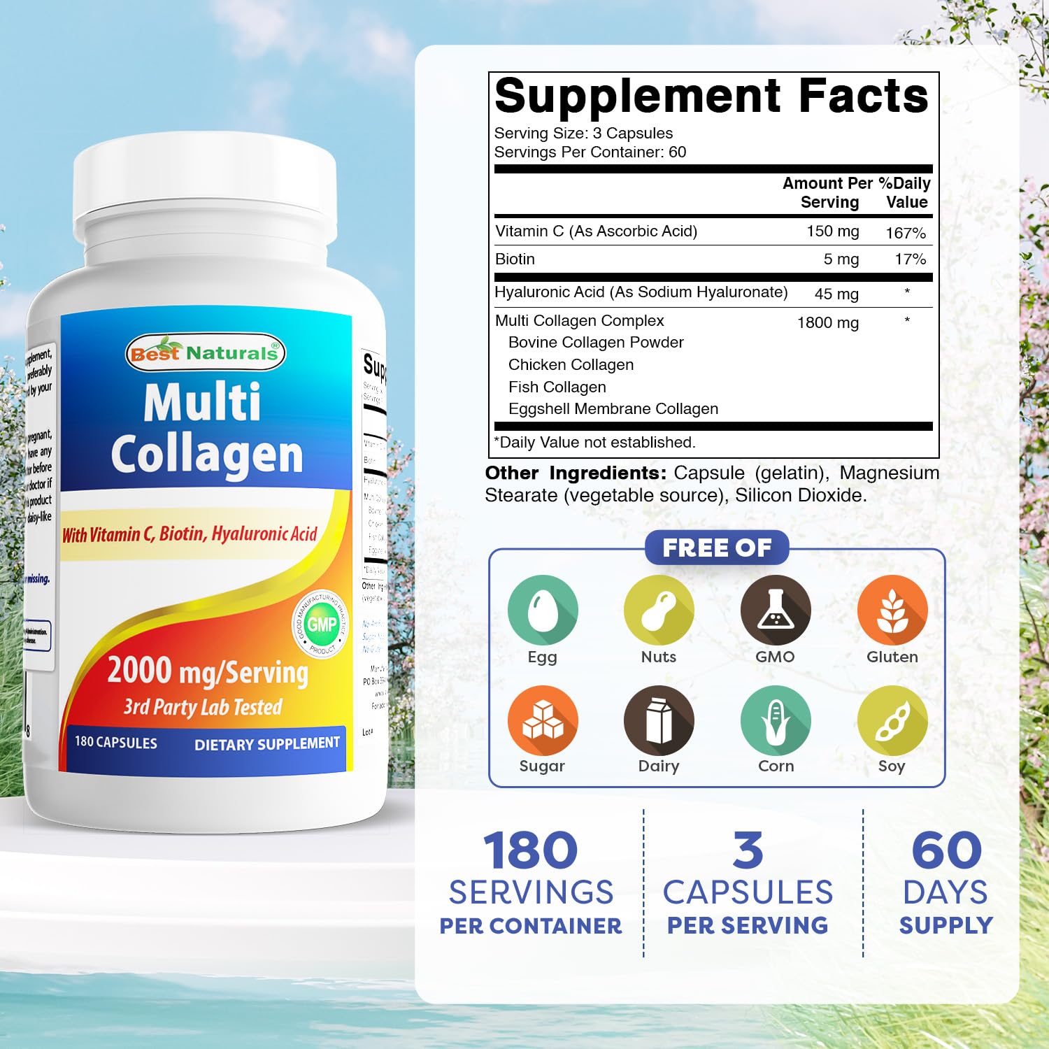 Best Naturals Multi Collagen Pills 2000mg for Women & Men - Hydrolyzed Collagen Peptides Capsules for Hair Skin and Nails with Types I Best Naturals buy supplements canada