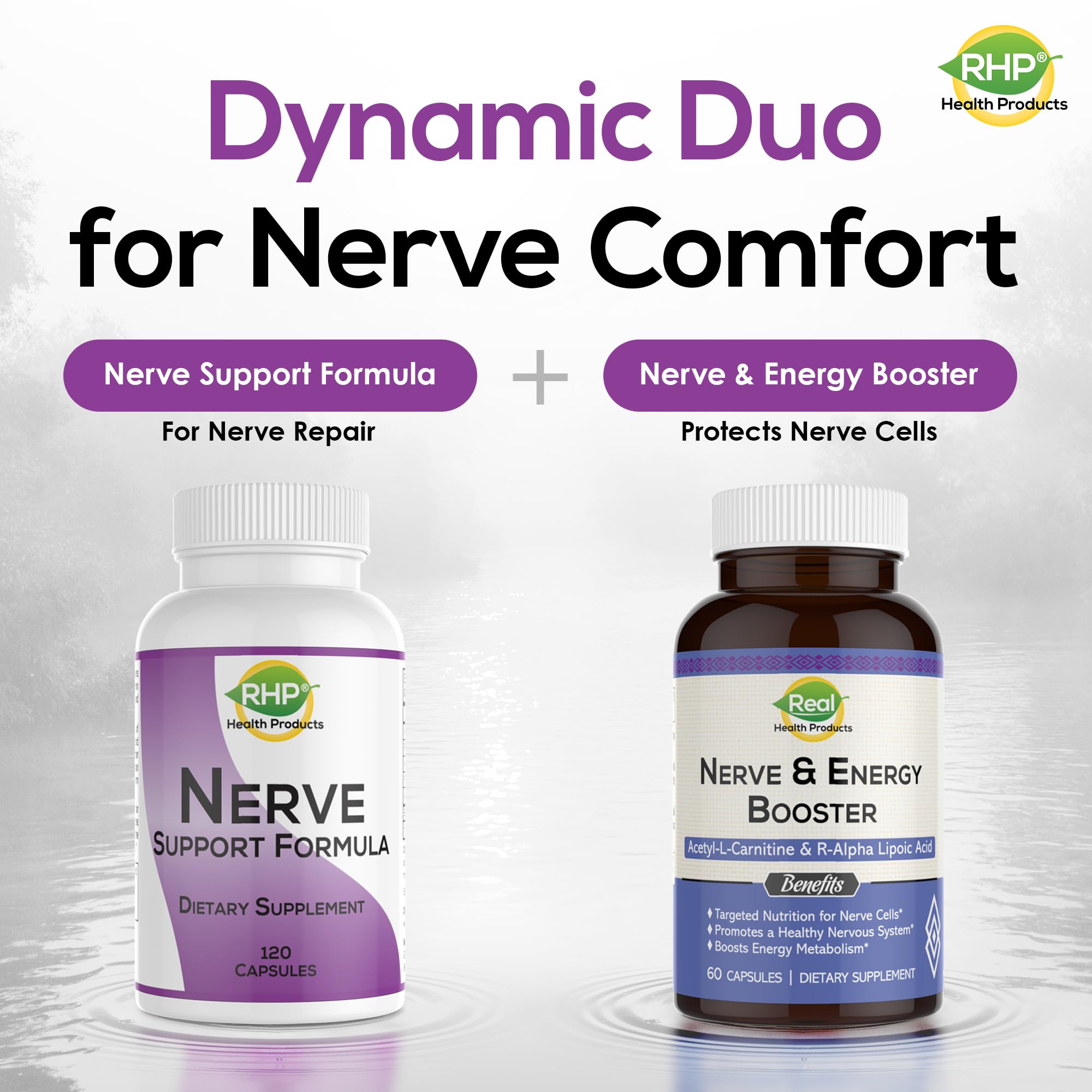 RHP Nerve Support Formula. Nutritional Support of Neuropathy, Nerve Relief from Aches, Nerve Pain & Discomfort. B-Complex with Benfotiamine and Methyl B12. 120 Capsules RHP buy supplements canada