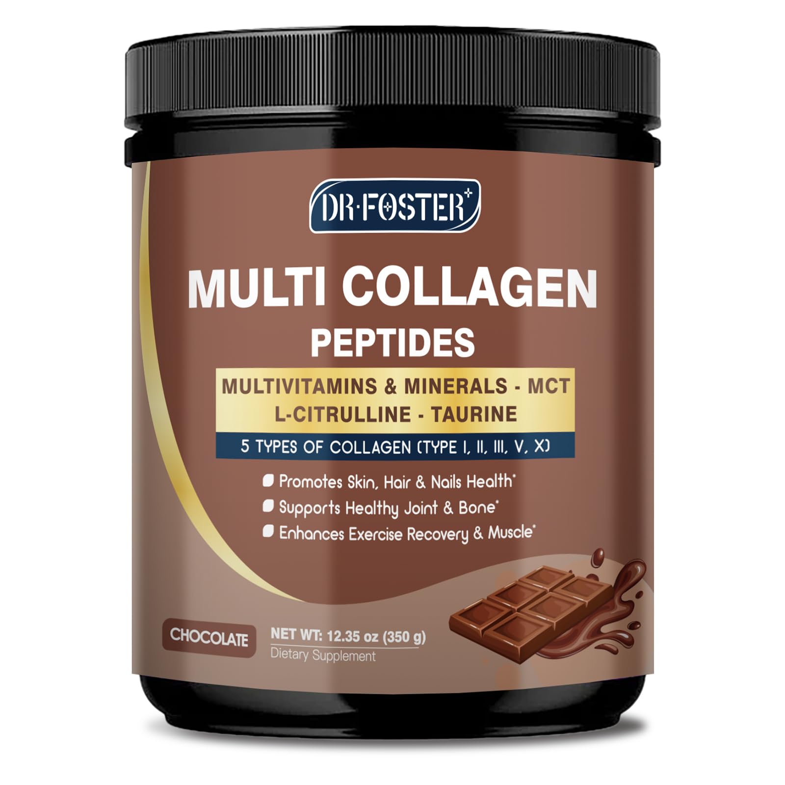 DRFOSTER Chocolate Collagen Peptides Powder for Women & Men, Multi Type I II III V X Collagen with multivitamins & Minerals for Skin, Hair & Nails & Joints, Non-GMO, 35 Servings DRFOSTER buy supplements canada