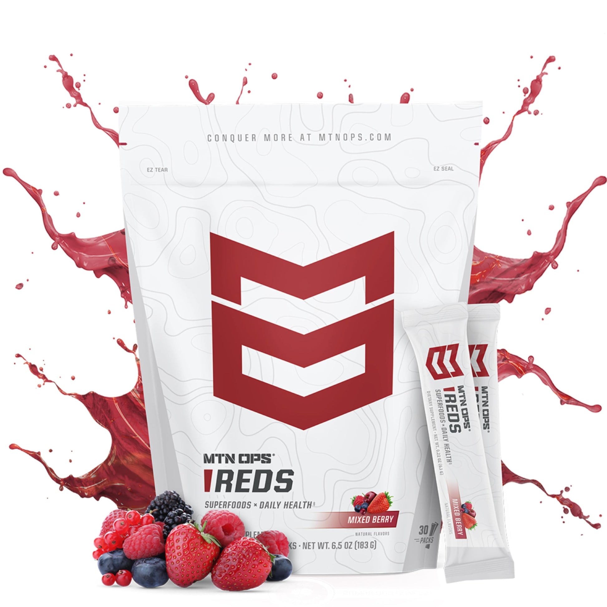 MTN OPS Reds Super Reds Antioxidant Drink Powder Daily Health Blend with Phytonutrients Free Radical Support 30 On The Go Stick Packs MTN OPS buy supplements canada
