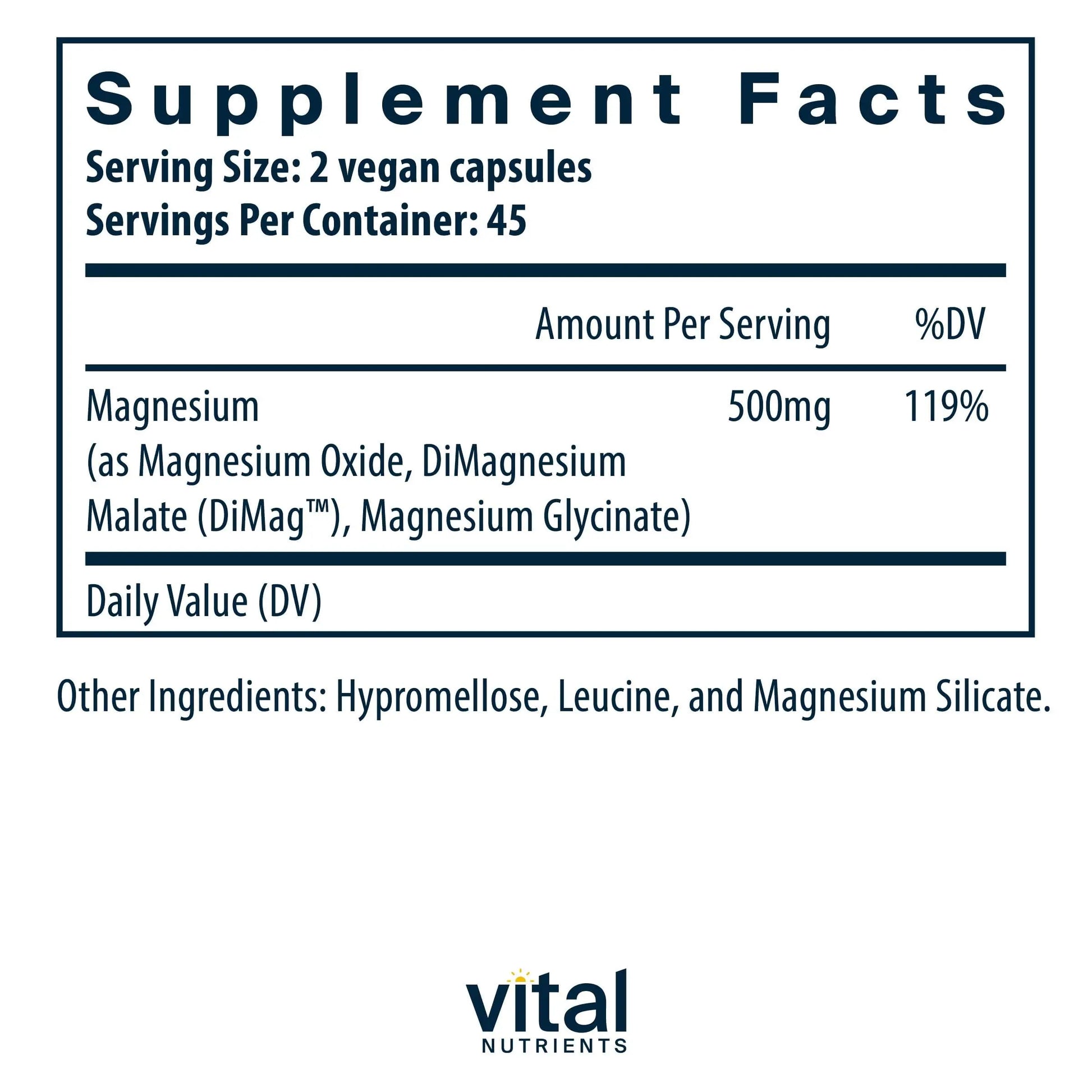 Vital Nutrients Triple Magnesium Complex Supplement | Vegan Magnesium Glycinate, Malate & Oxide 250mg | Easily Absorbed Magnesium Supplement for Stress, Muscle, Heart, Bone Support | 90 Capsules Vital Nutrients buy supplements canada